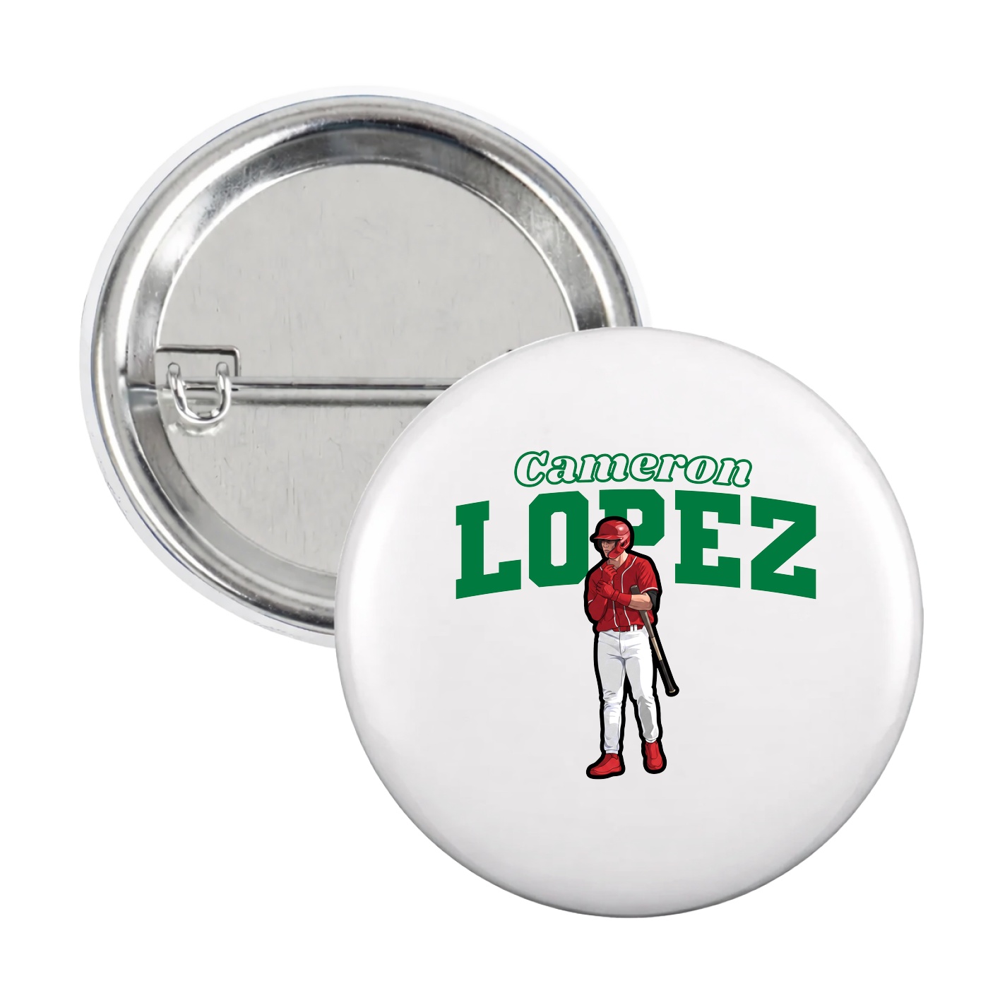 Game Day Button — Name Arch in White