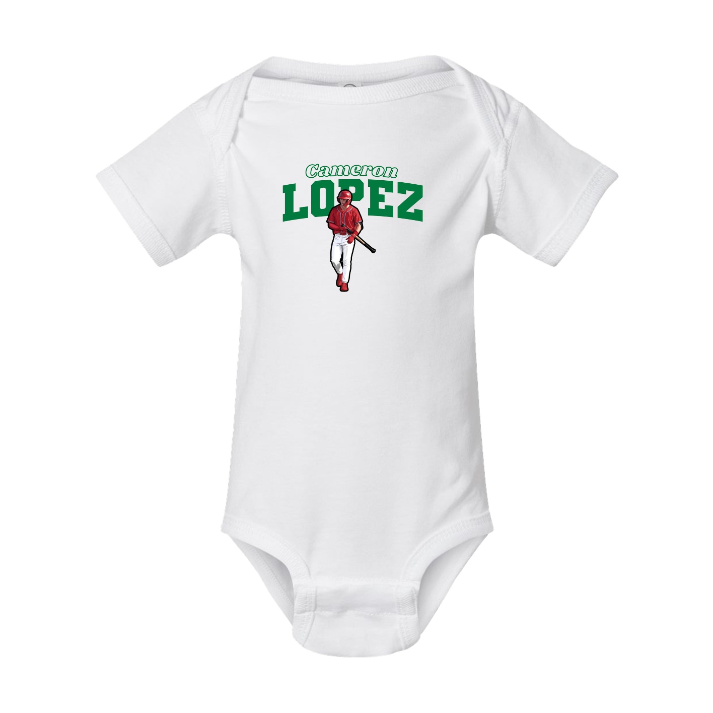 Baby Onesie — Name Arch in White