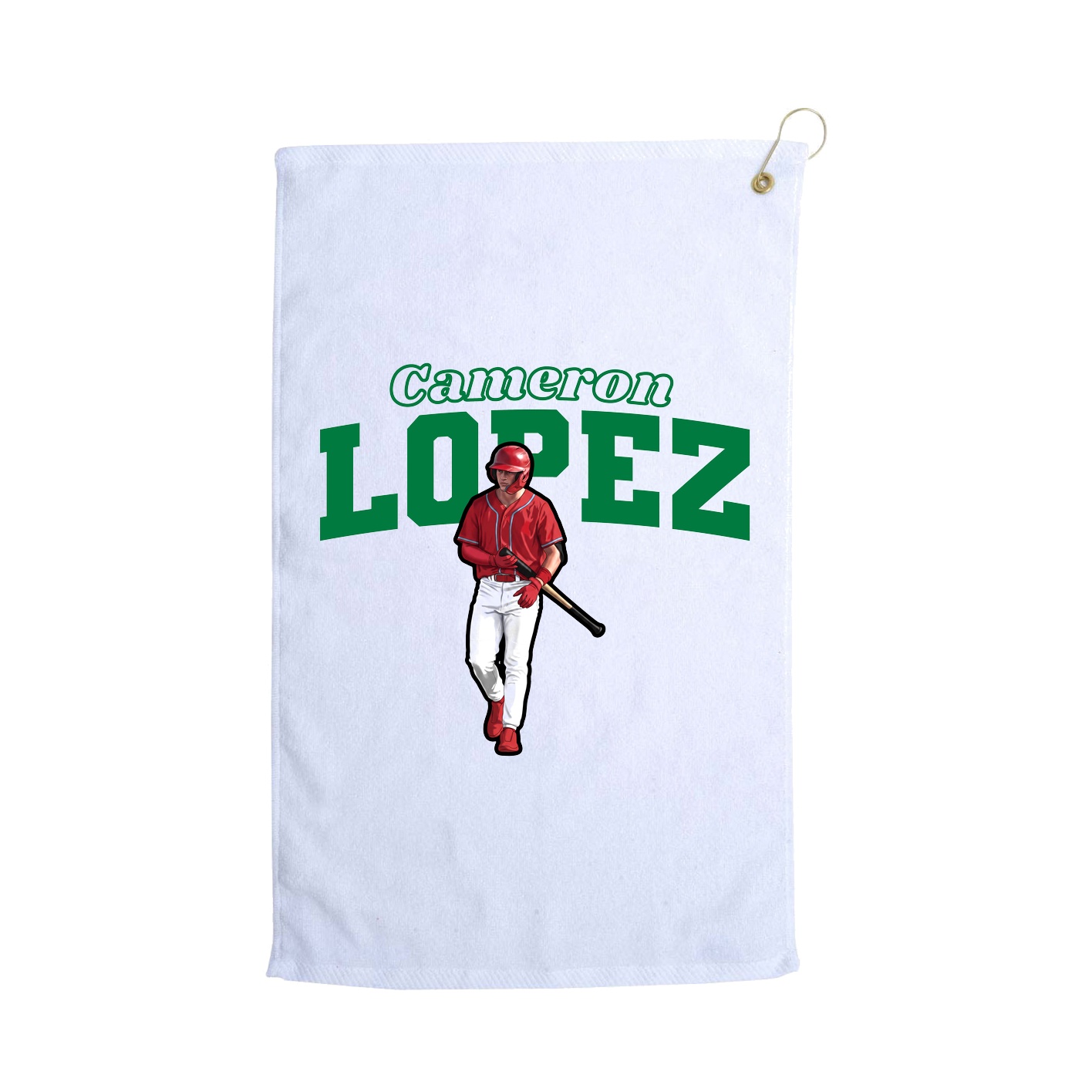 Golf Towel — Name Arch in White