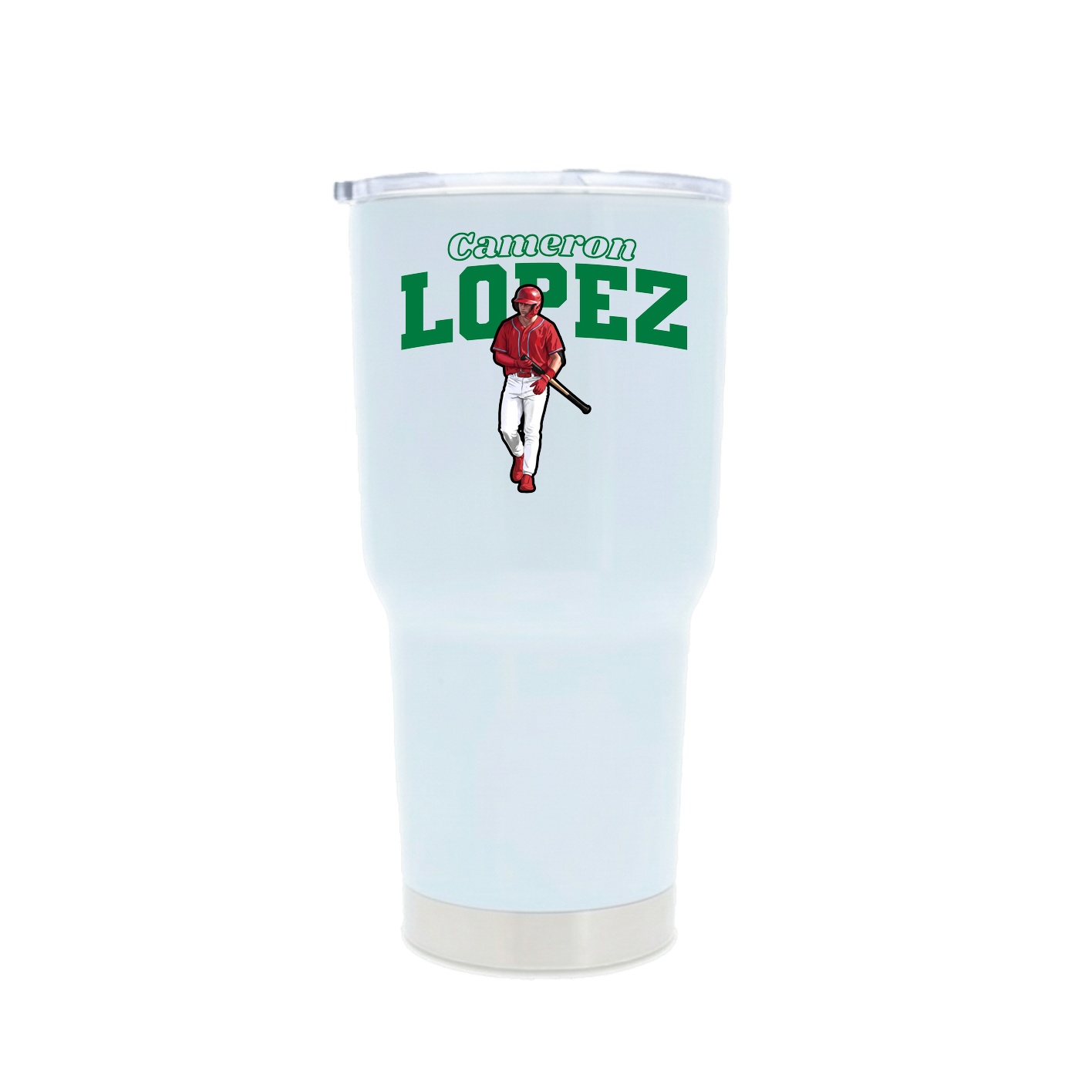 30oz Stainless Steel Tumbler — Name Arch in White