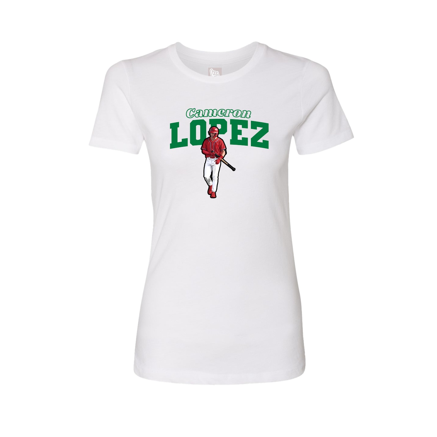 Fitted Women's Tee — Name Arch in White