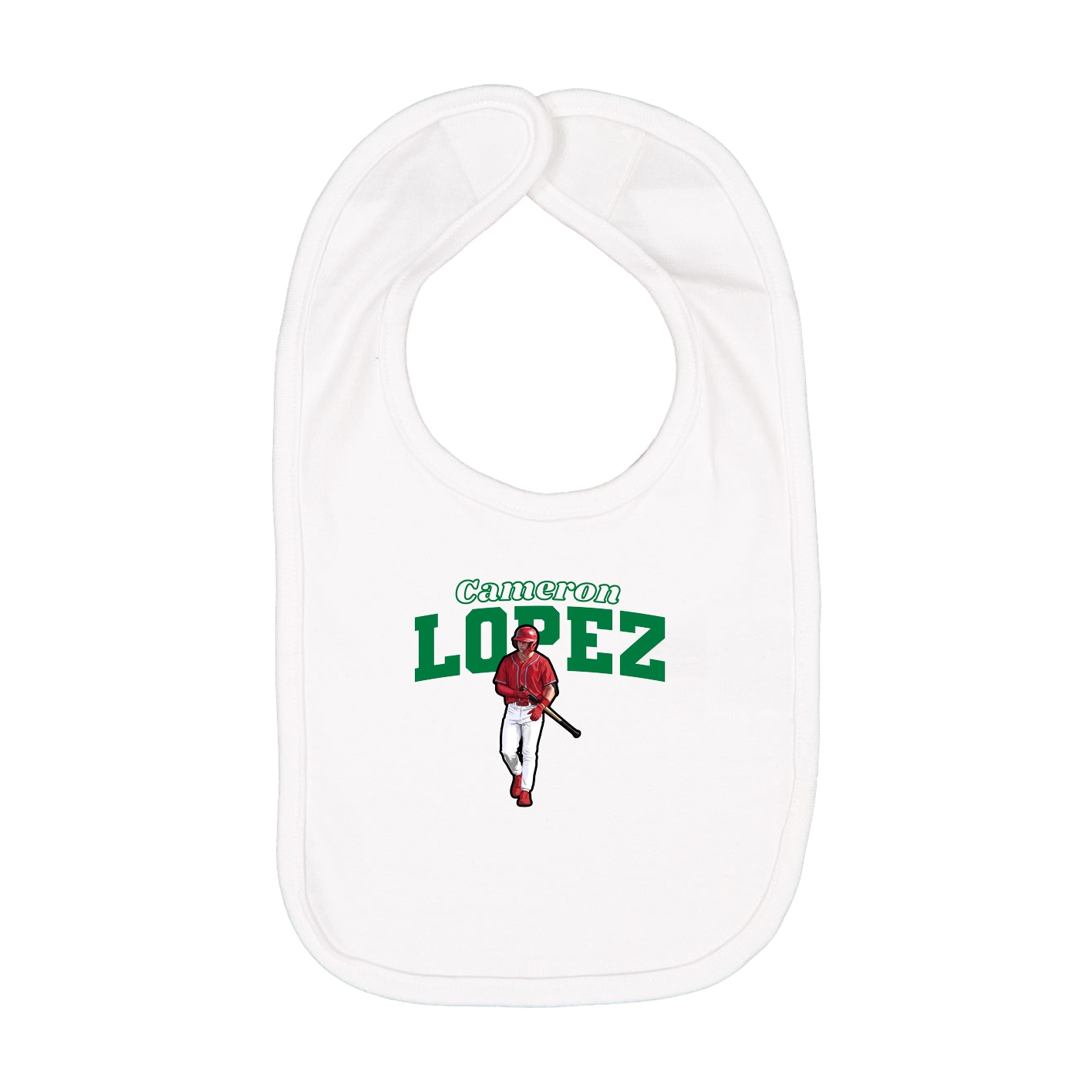 Infant Bib — Name Arch in White