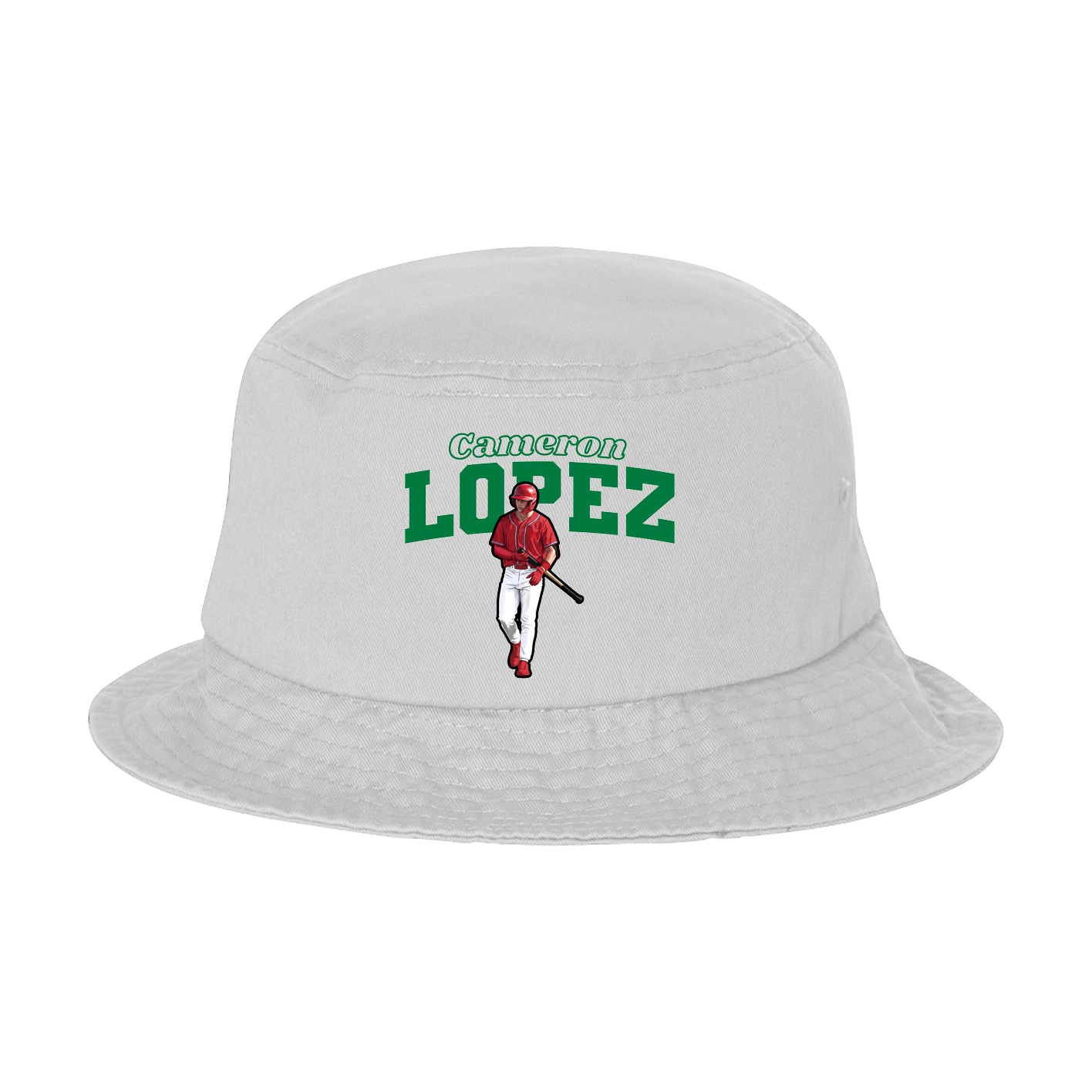 Bucket Cap — Name Arch in White