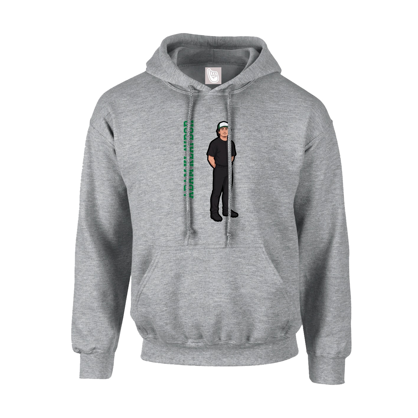 Youth Hoodie — Name Vertical in Grey
