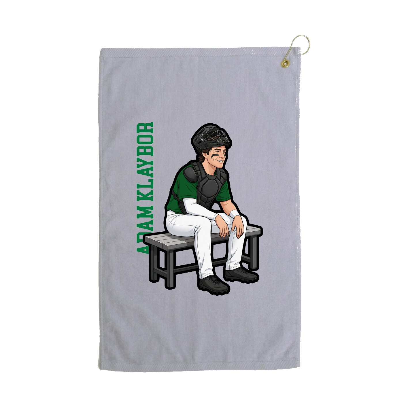 Golf Towel — Name Vertical in Grey