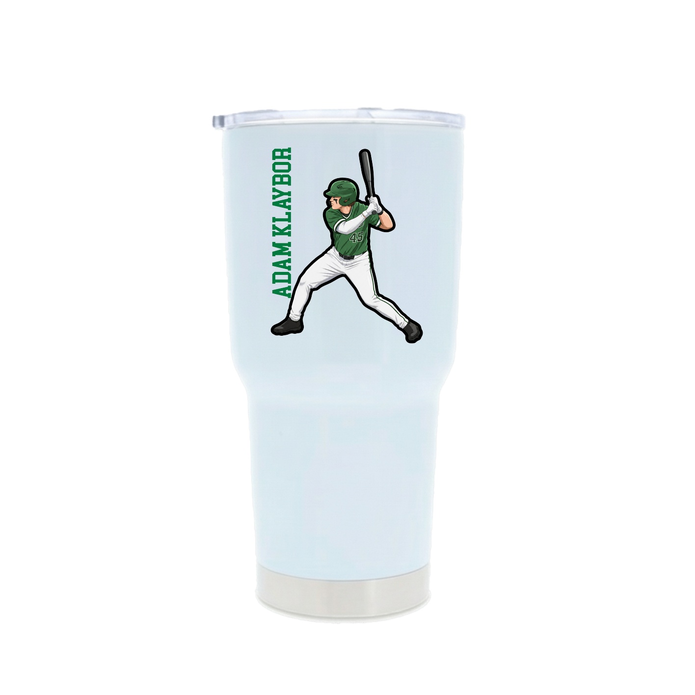 30oz Stainless Steel Tumbler — Name Vertical in White
