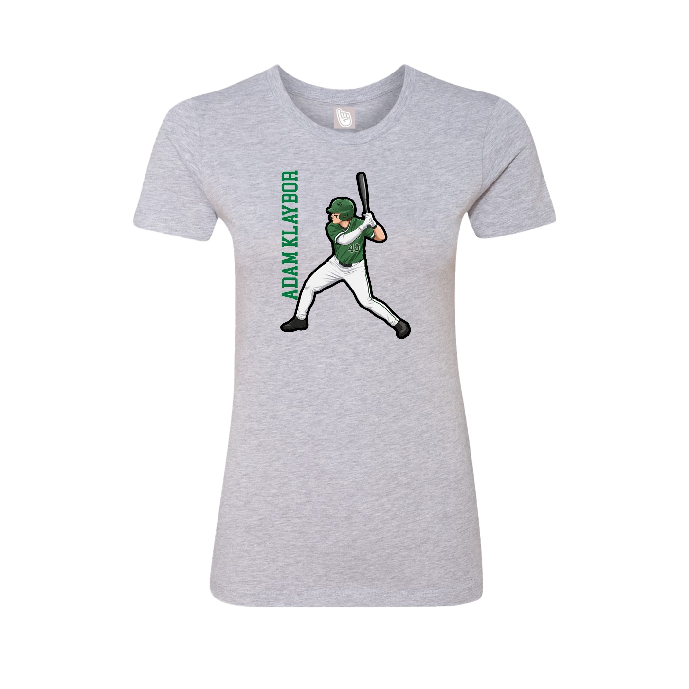 Fitted Women's Tee — Name Vertical in Grey