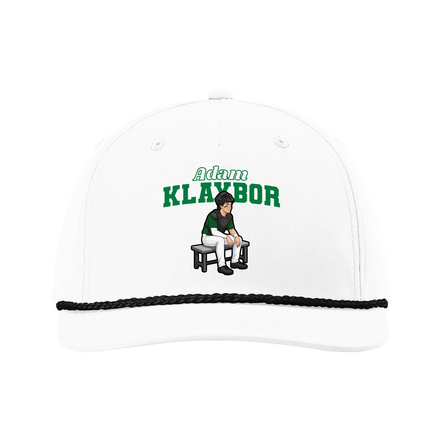 Five-Panel Classic Rope Cap — Name Arch in White