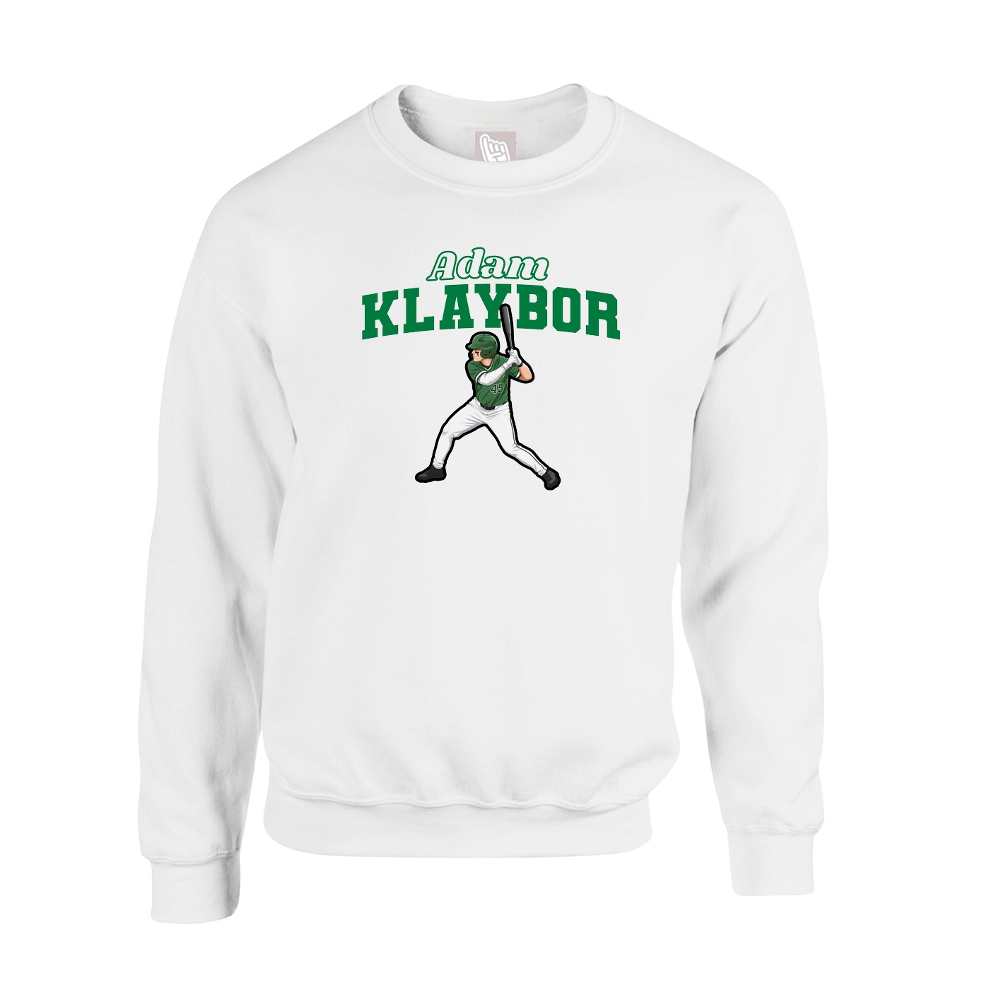 Fleece Crew — Name Arch in White