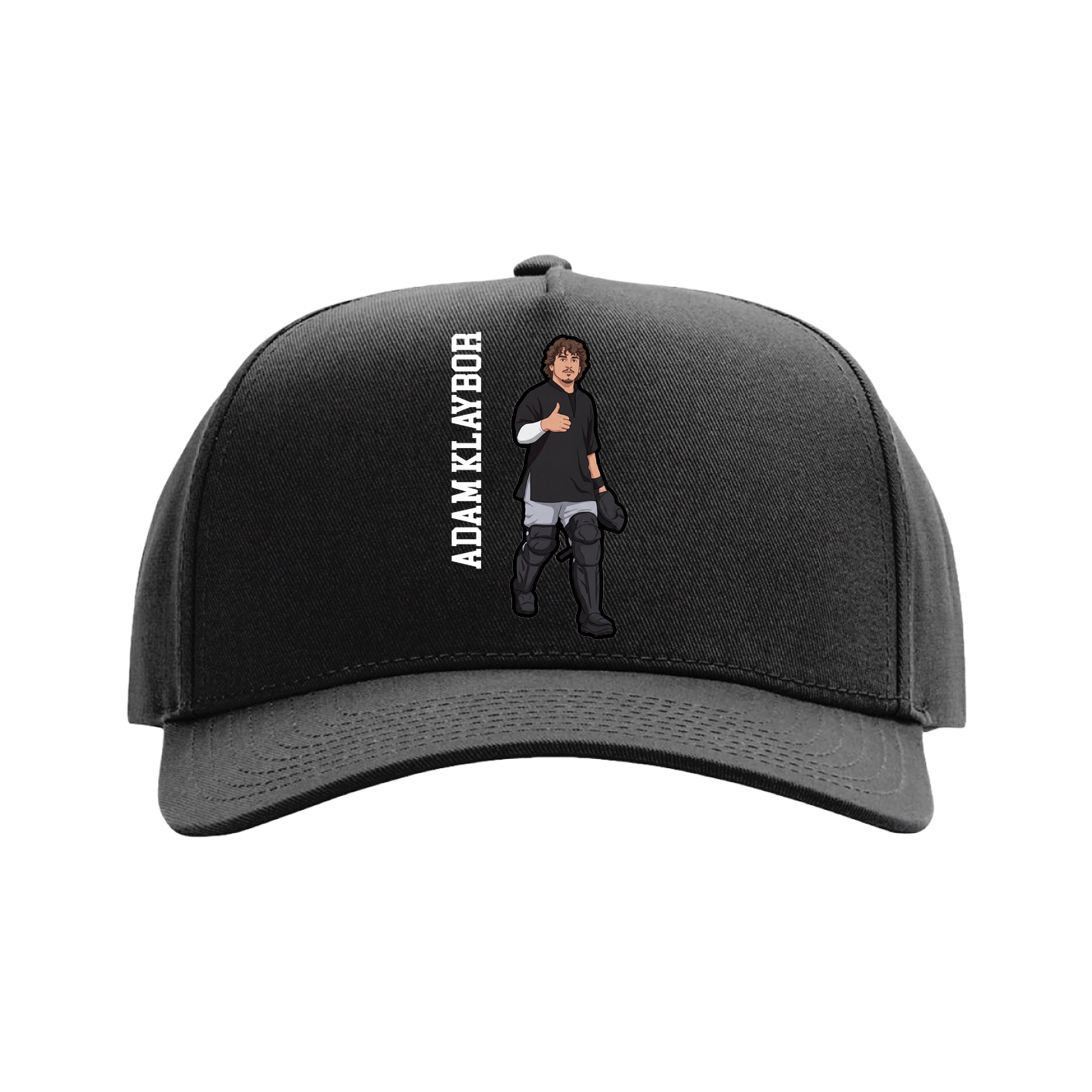 Full Fabric Five-Panel Champ Cap — Name Vertical in Black