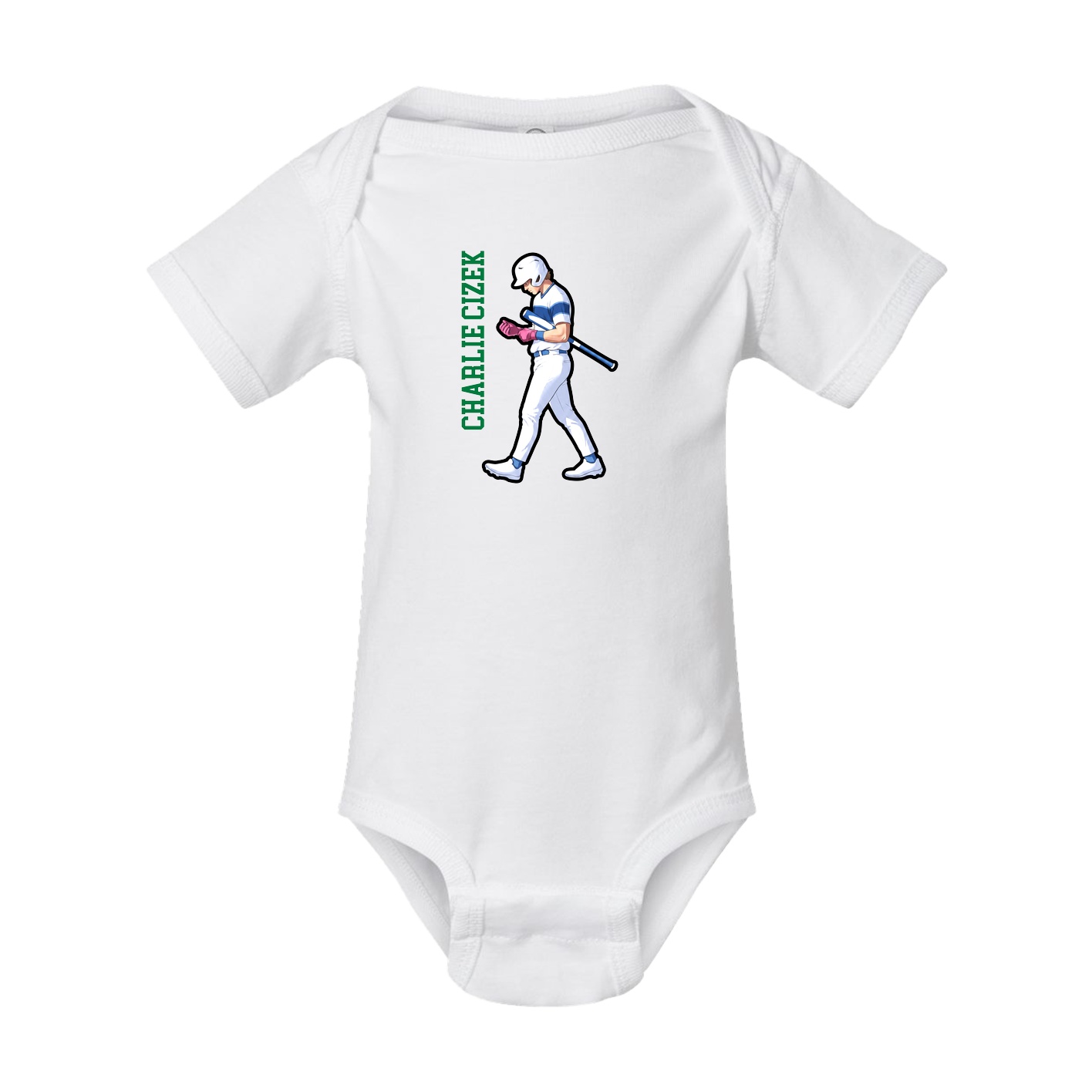 Baby Onesie — Name Vertical in White