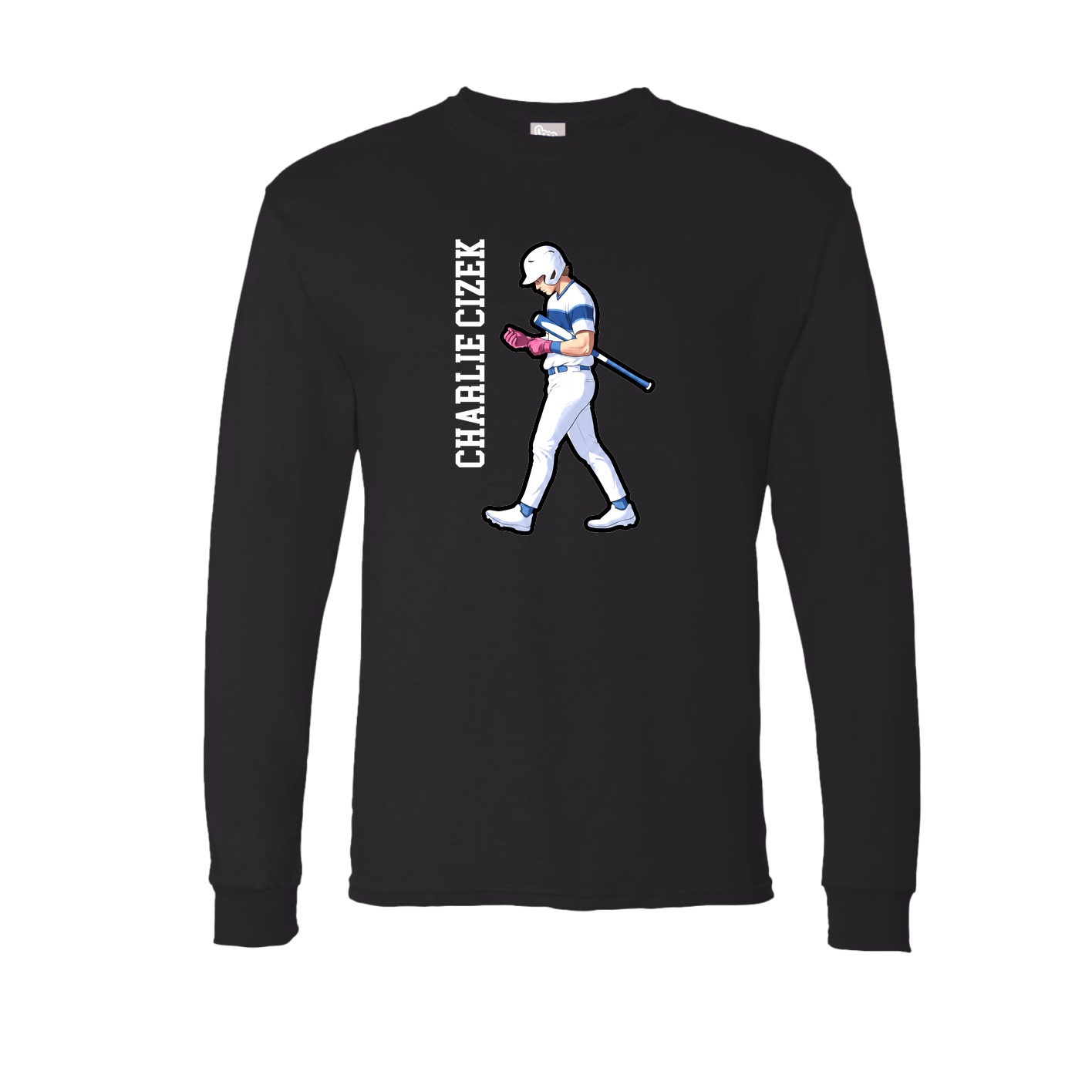 Long Sleeve Tee — Name Vertical in Black