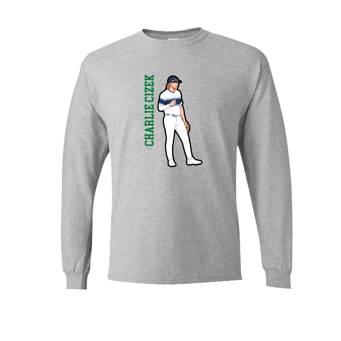 Long Sleeve Tee — Name Vertical in Grey