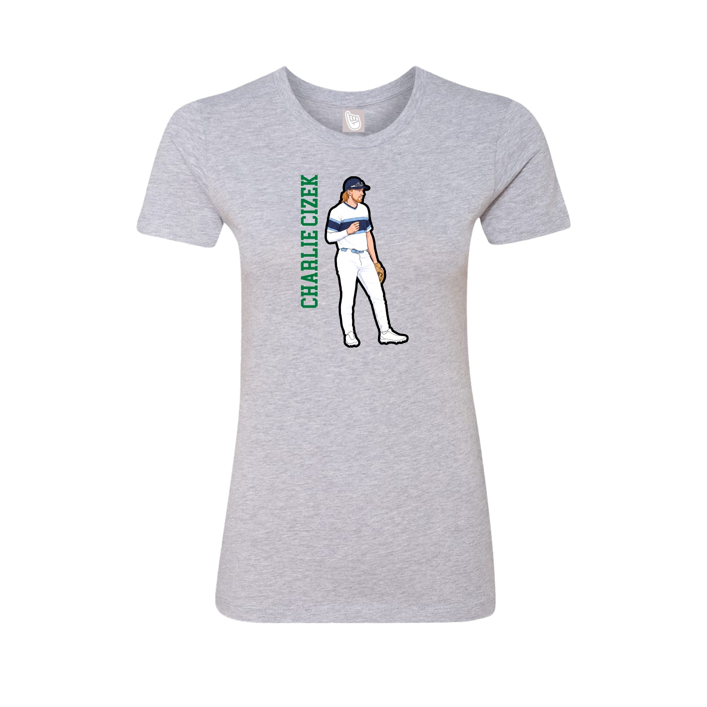 Fitted Women's Tee — Name Vertical in Grey