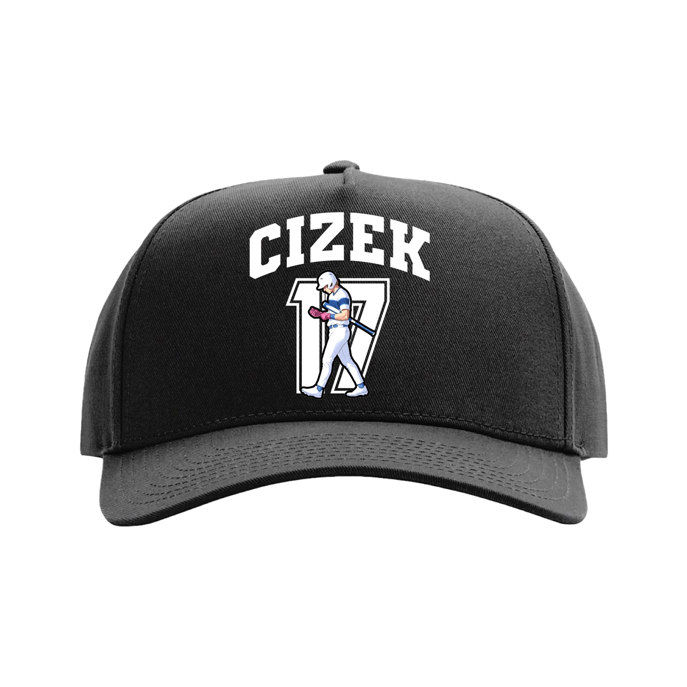 Full Fabric Five-Panel Champ Cap — Number in Black