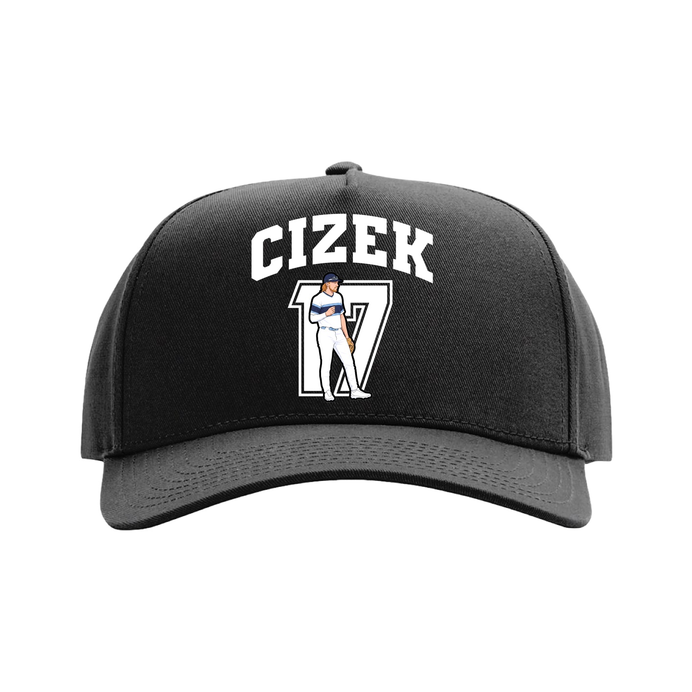 Full Fabric Five-Panel Champ Cap — Number in Black