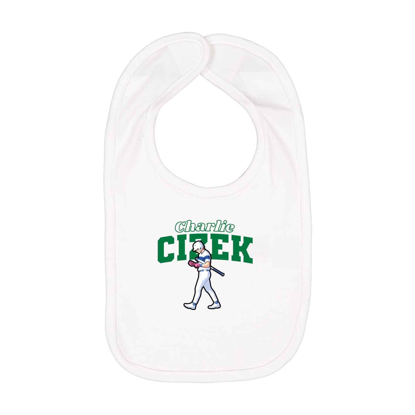 Infant Bib — Name Arch in White
