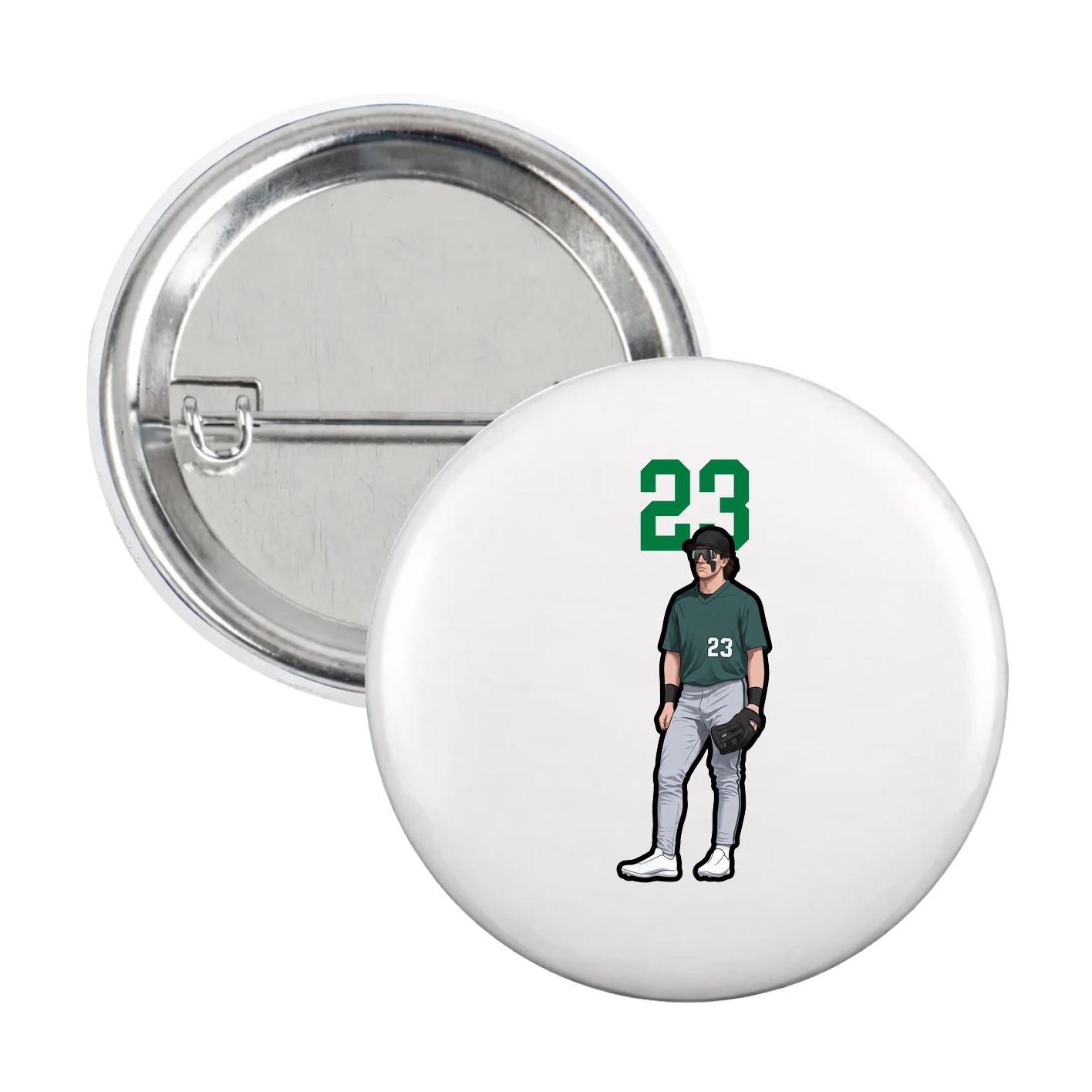 Game Day Button — Number Top in White