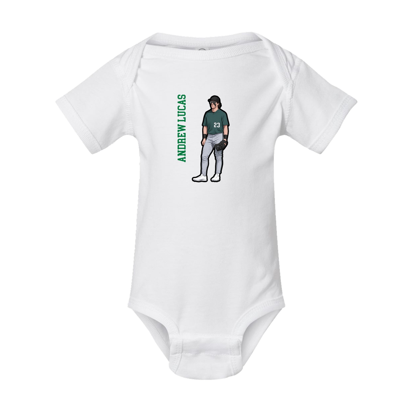 Baby Onesie — Name Vertical in White