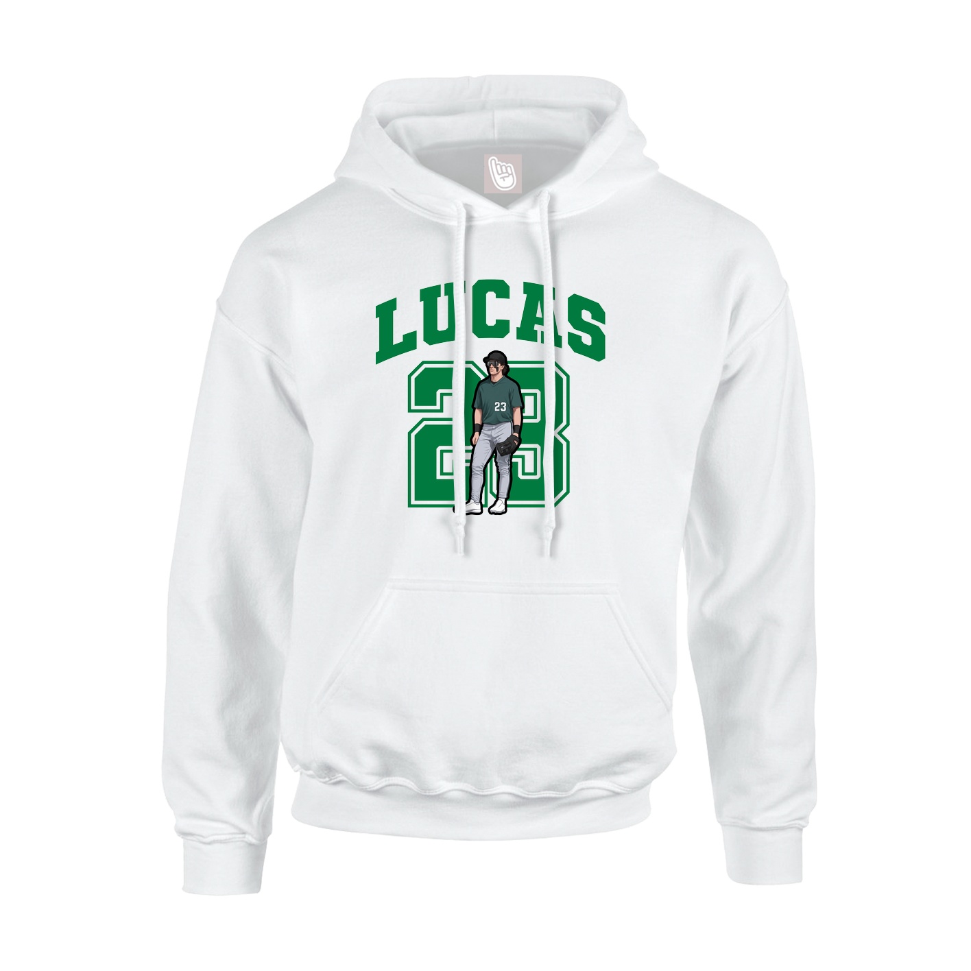 Youth Hoodie — Number in White