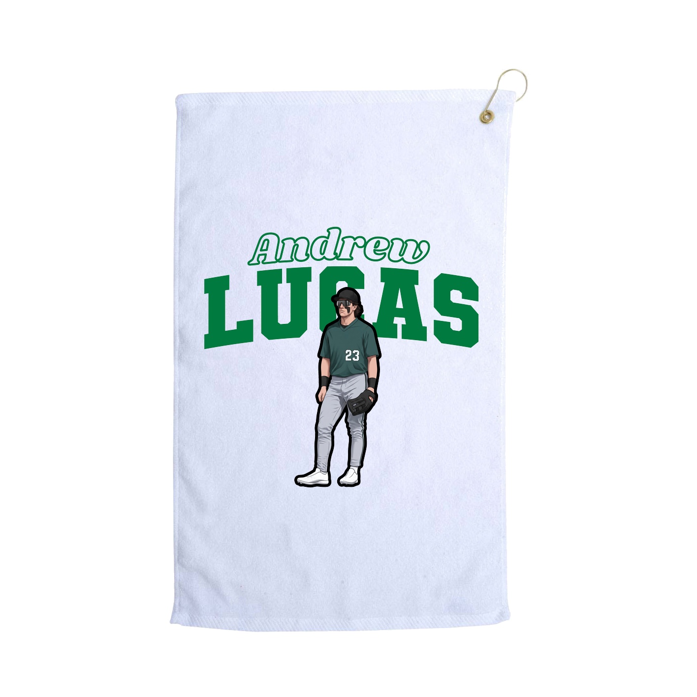 Golf Towel — Name Arch in White