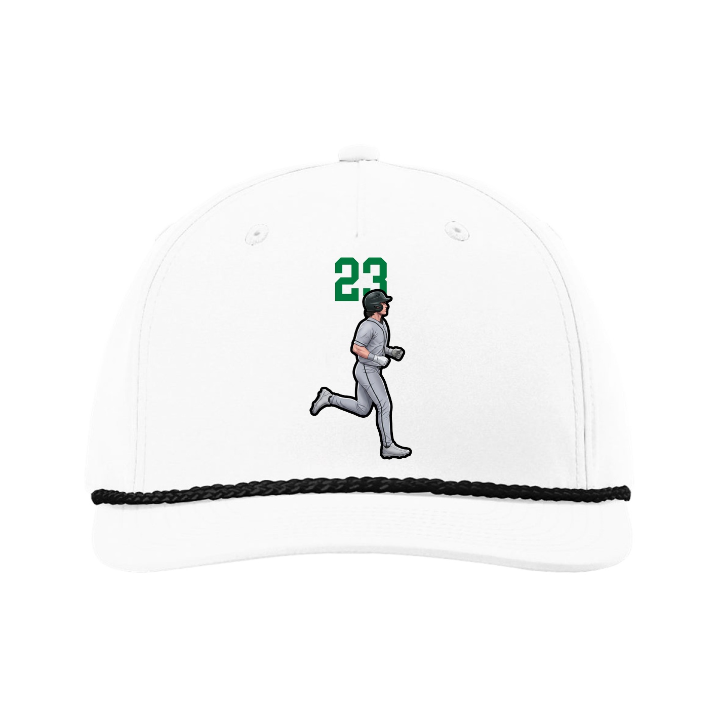 Five-Panel Classic Rope Cap — Number Top in White