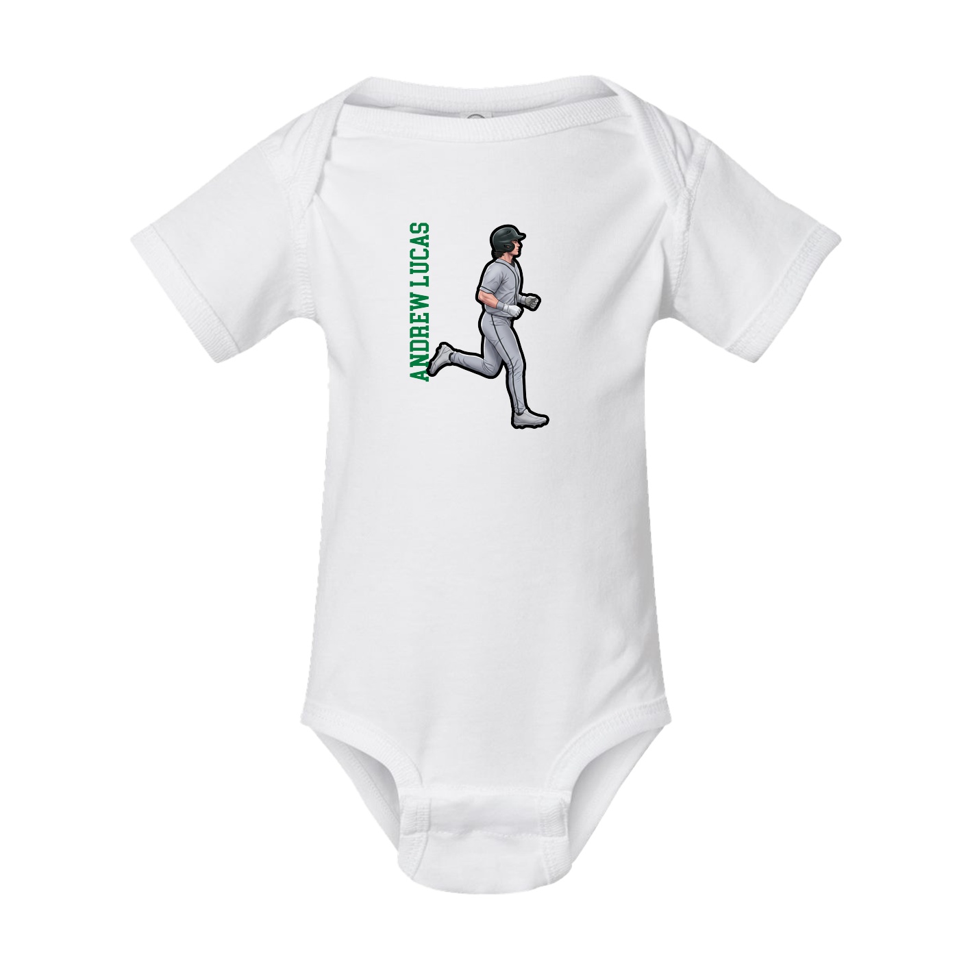 Baby Onesie — Name Vertical in White