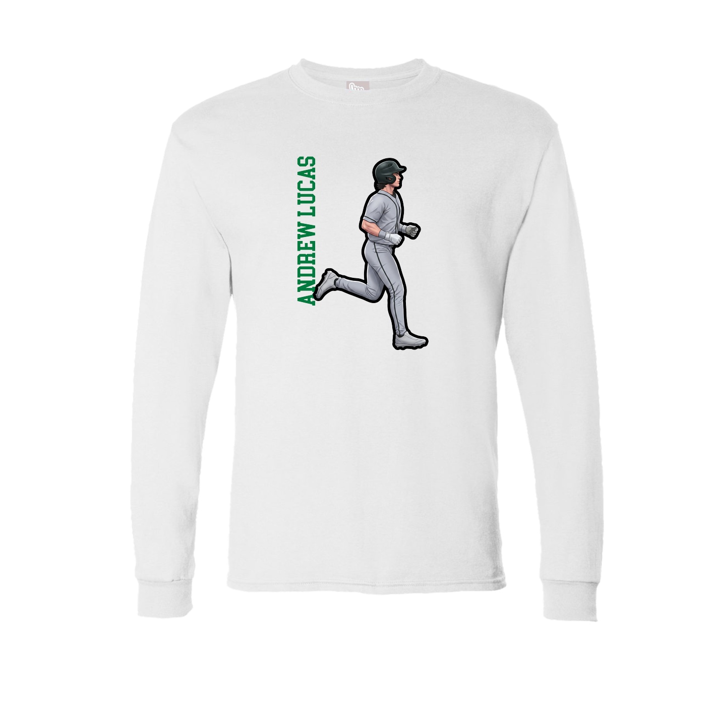 Long Sleeve Tee — Name Vertical in White