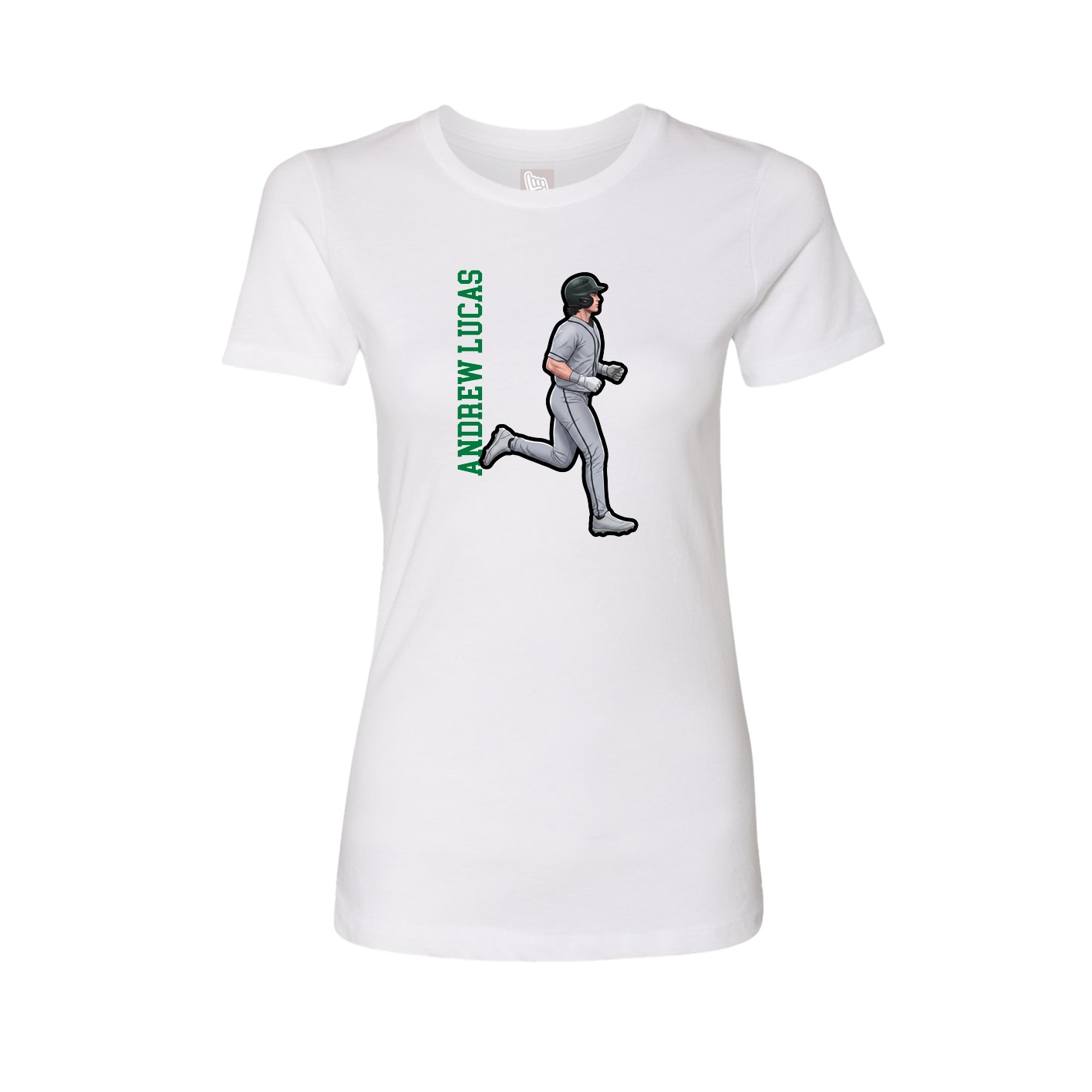 Fitted Women's Tee — Name Vertical in White