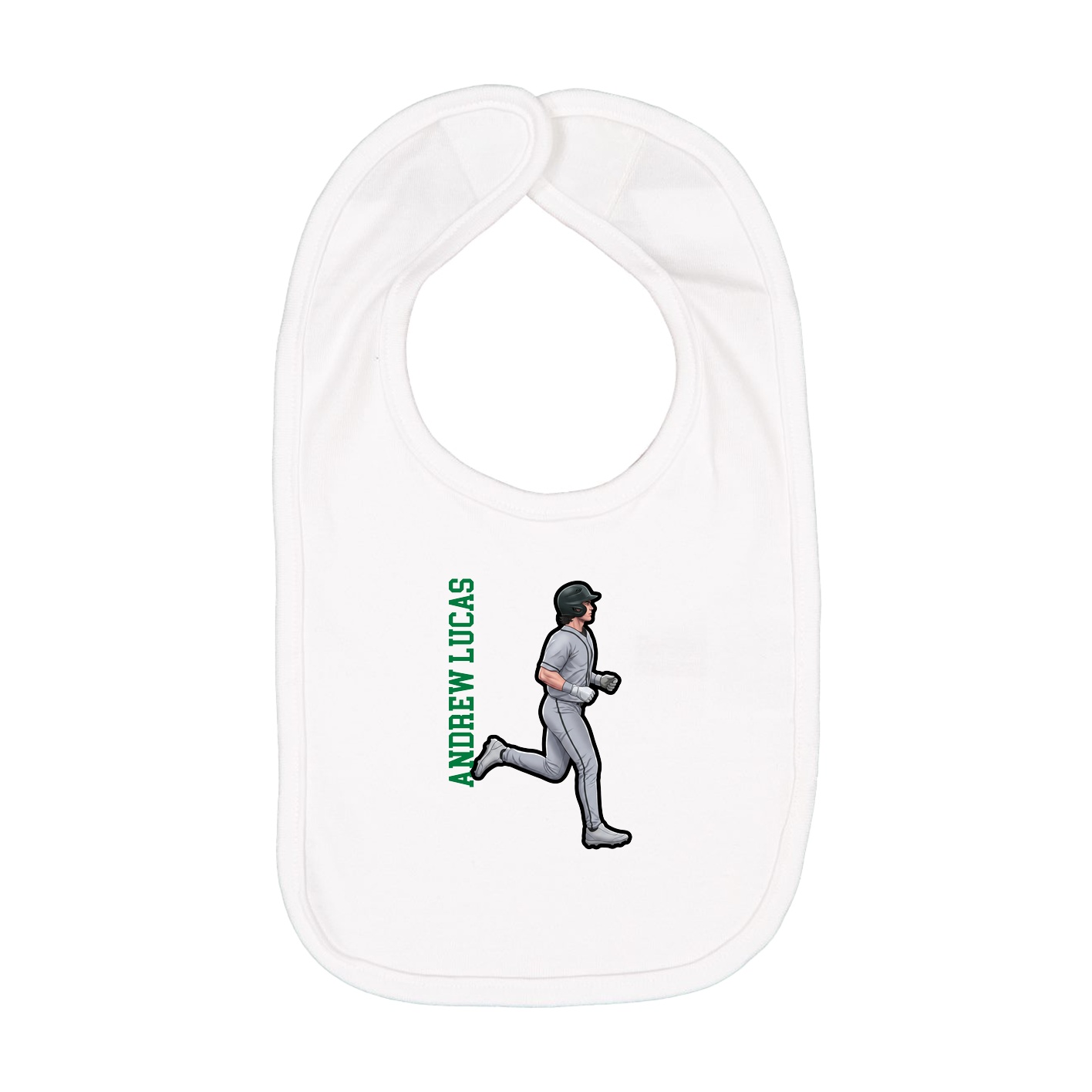 Infant Bib — Name Vertical in White