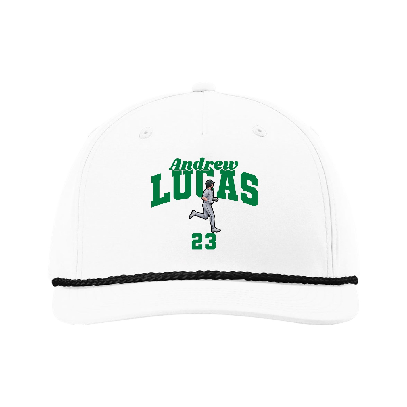 Five-Panel Classic Rope Cap — Signature Arch in White