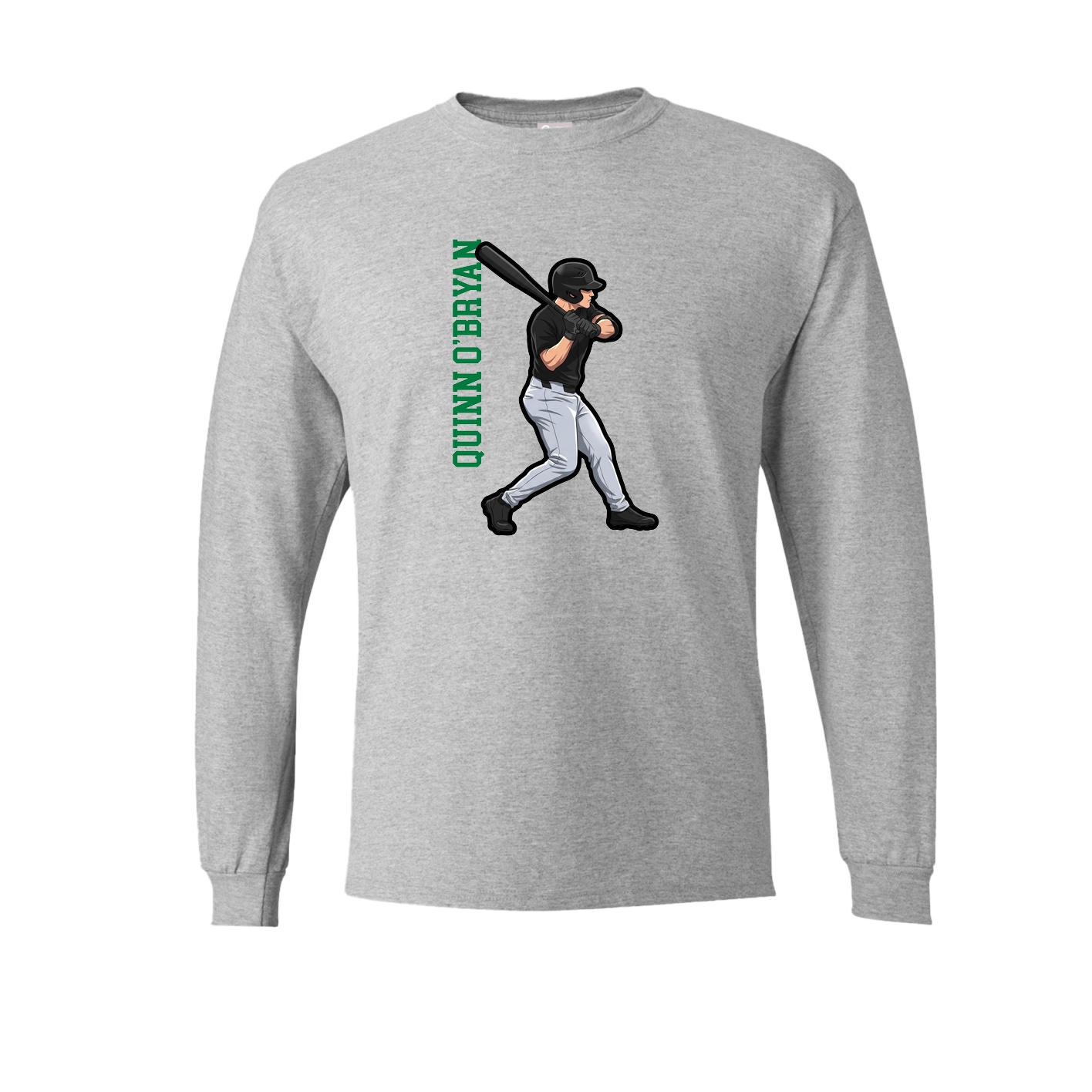 Long Sleeve Tee — Name Vertical in Grey