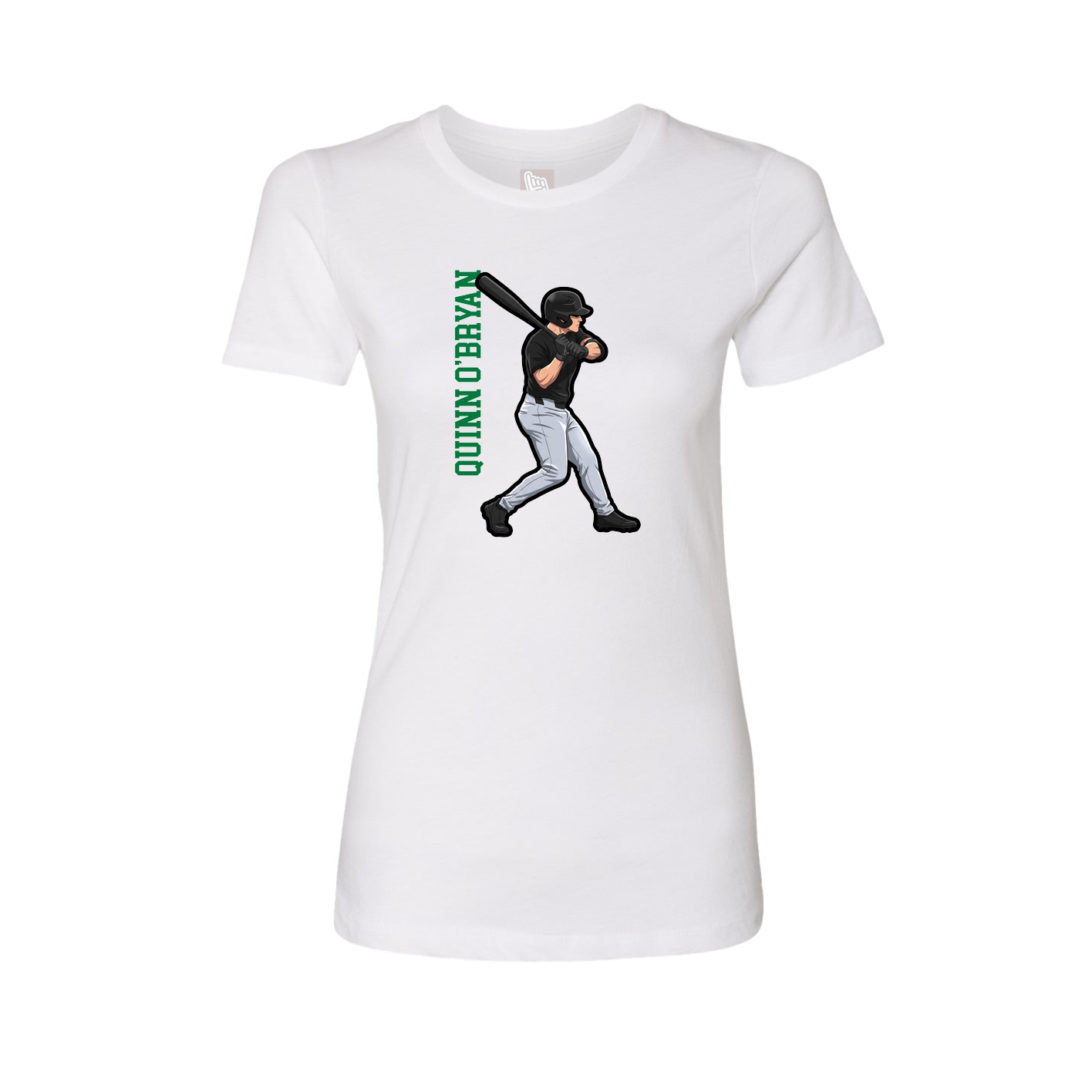 Fitted Women's Tee — Name Vertical in White