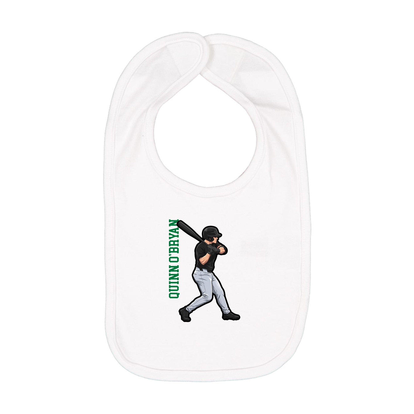 Infant Bib — Name Vertical in White