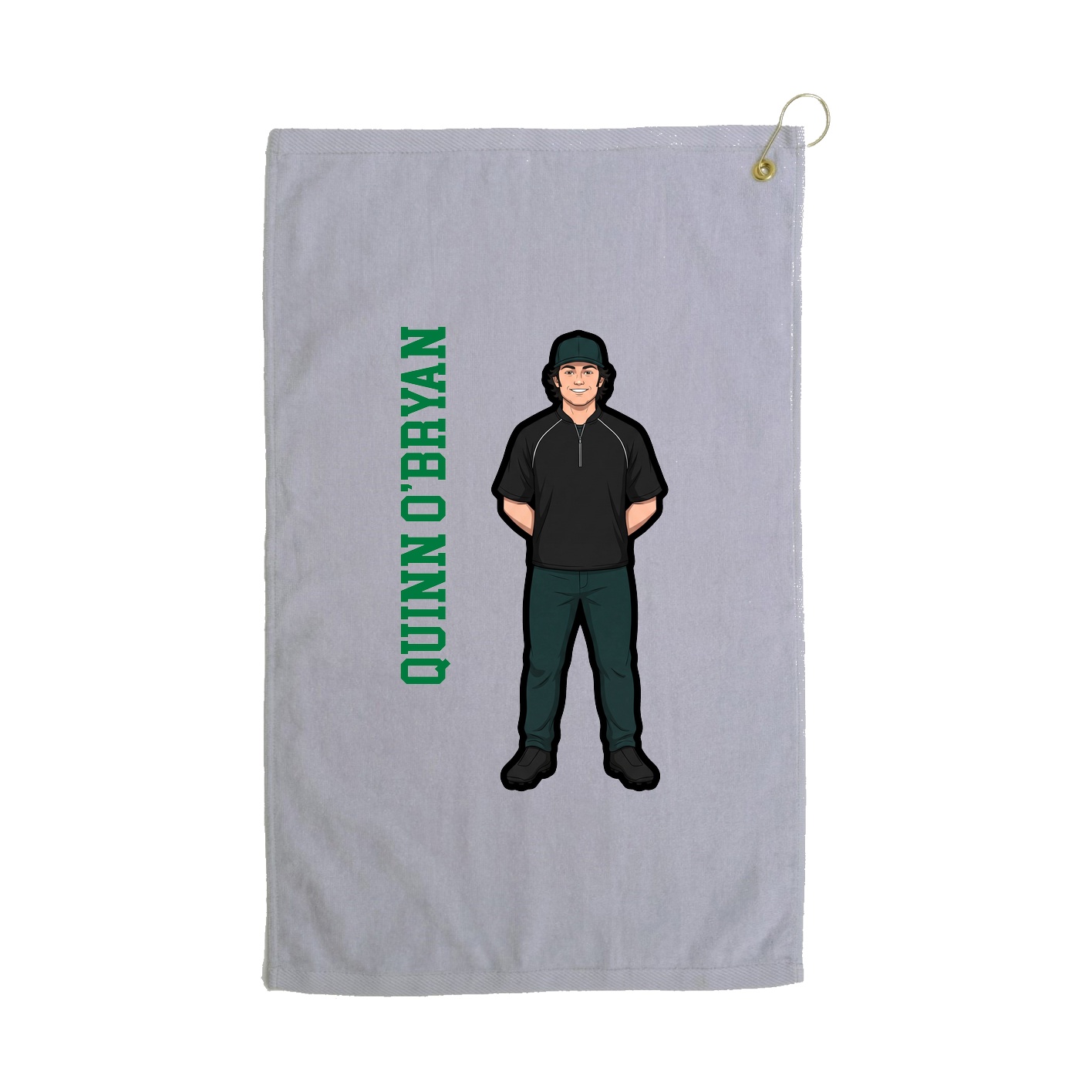 Golf Towel — Name Vertical in Grey