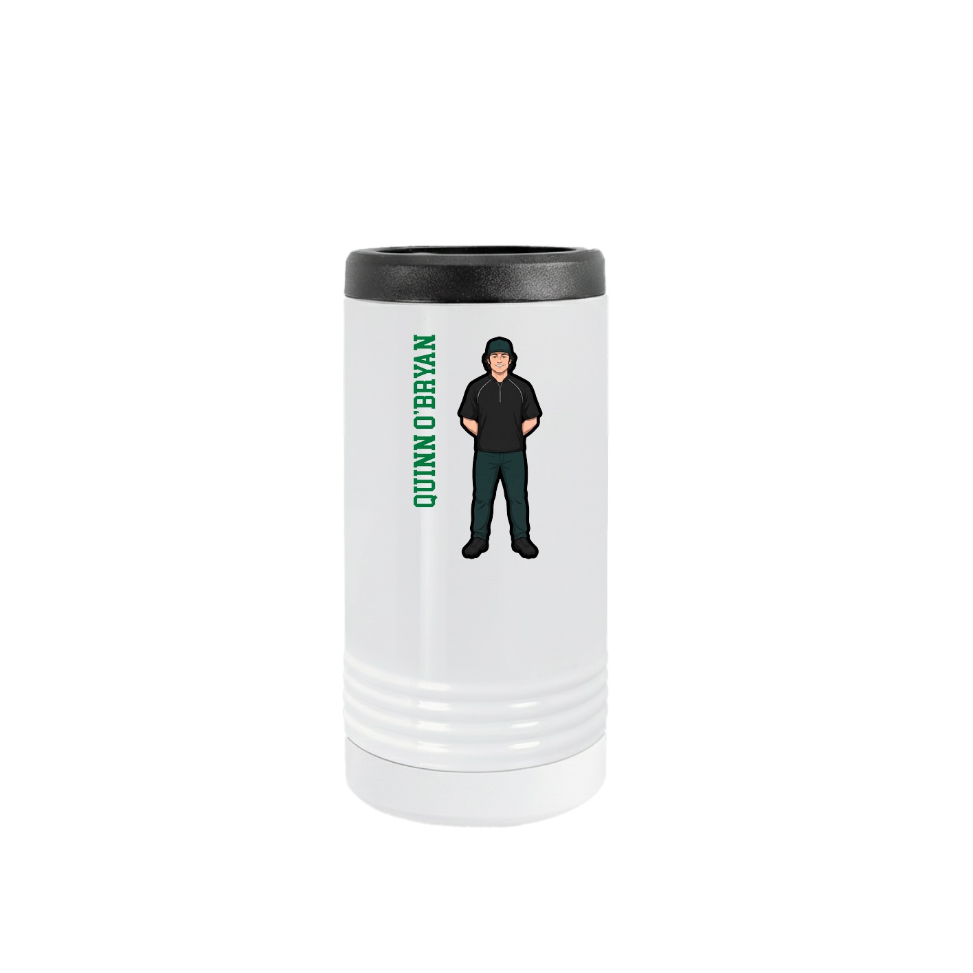 Slim Beverage Holder — Name Vertical in White