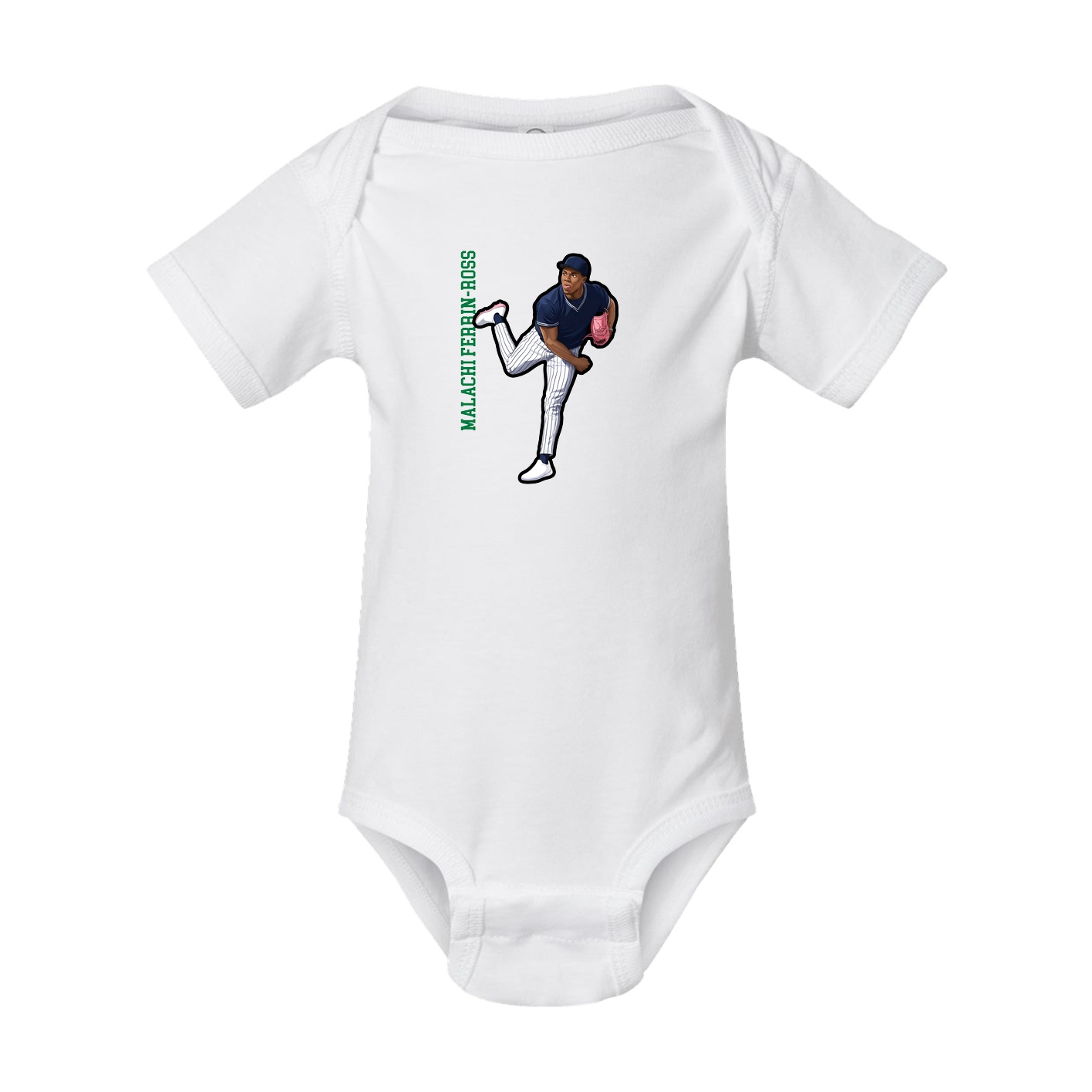 Baby Onesie — Name Vertical in White