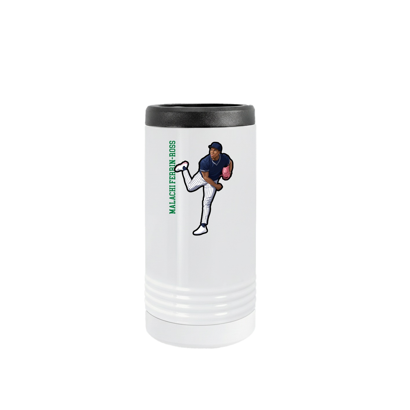 Slim Beverage Holder — Name Vertical in White
