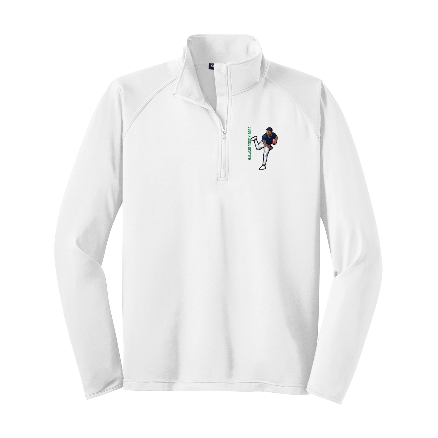 Q-Zip Pullover — Name Vertical in White
