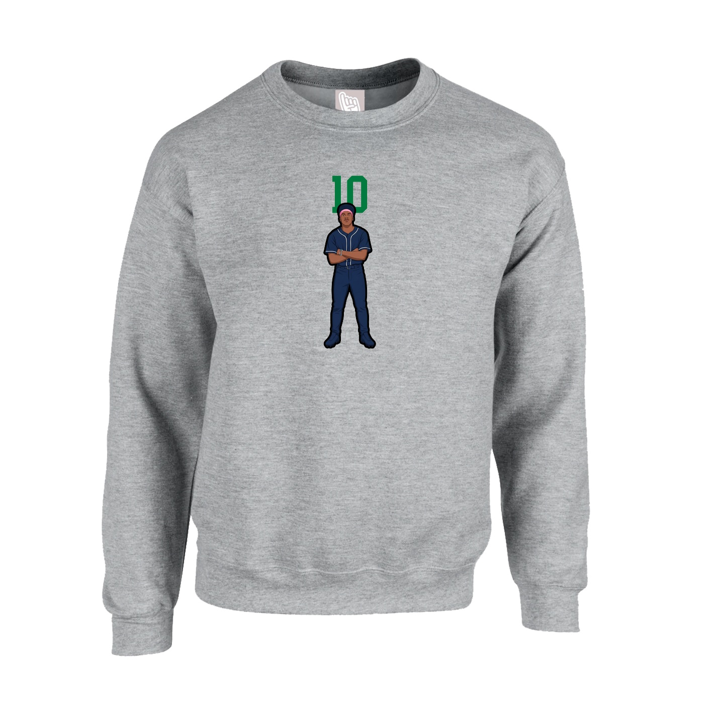 Fleece Crew — Number Top in Grey