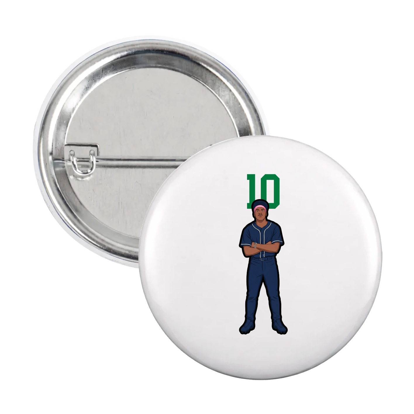 Game Day Button — Number Top in White