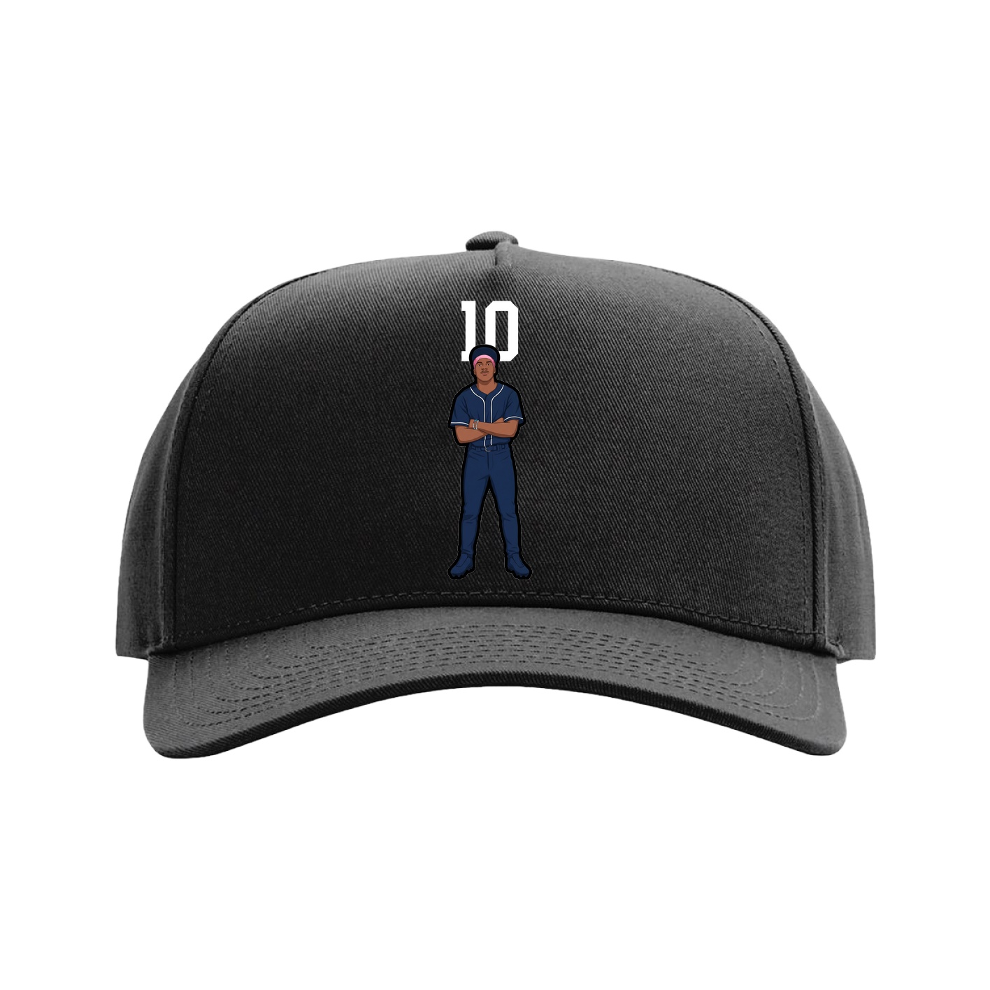 Full Fabric Five-Panel Champ Cap — Number Top in Black
