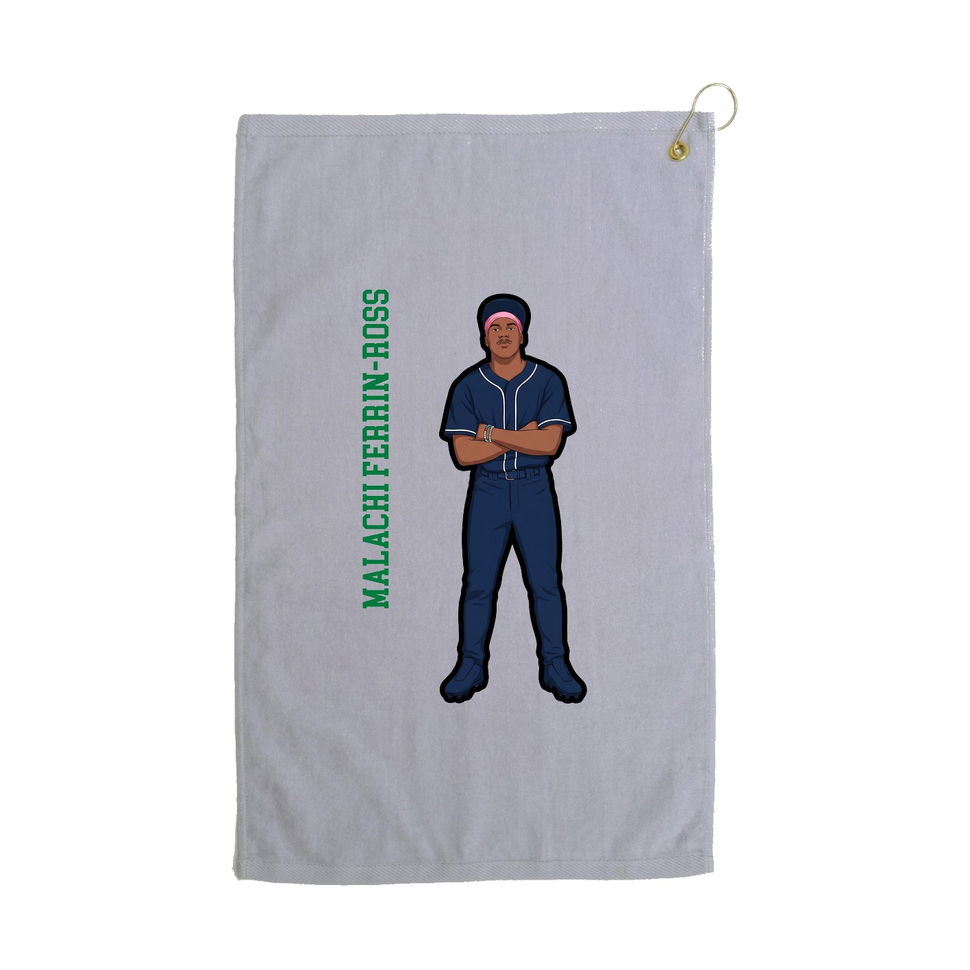 Golf Towel — Name Vertical in Grey