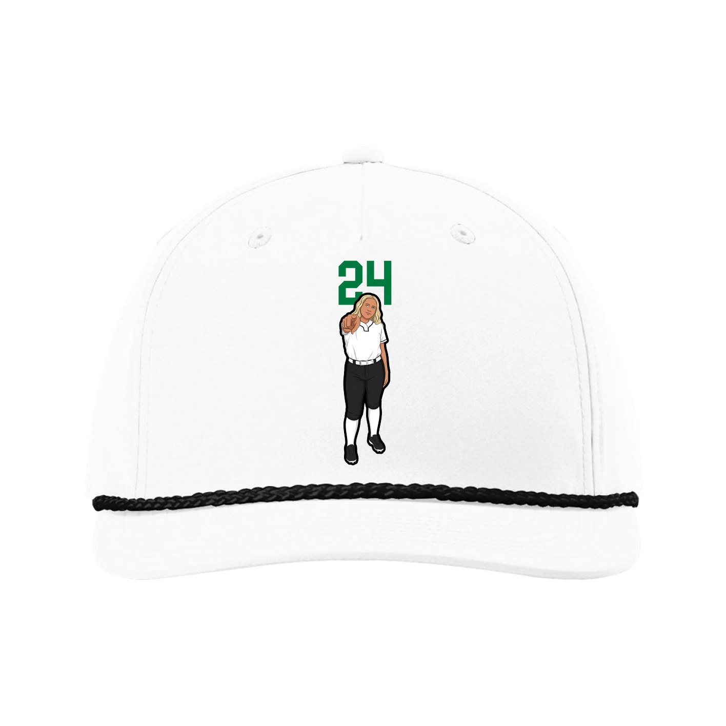 Five-Panel Classic Rope Cap — Number Top in White