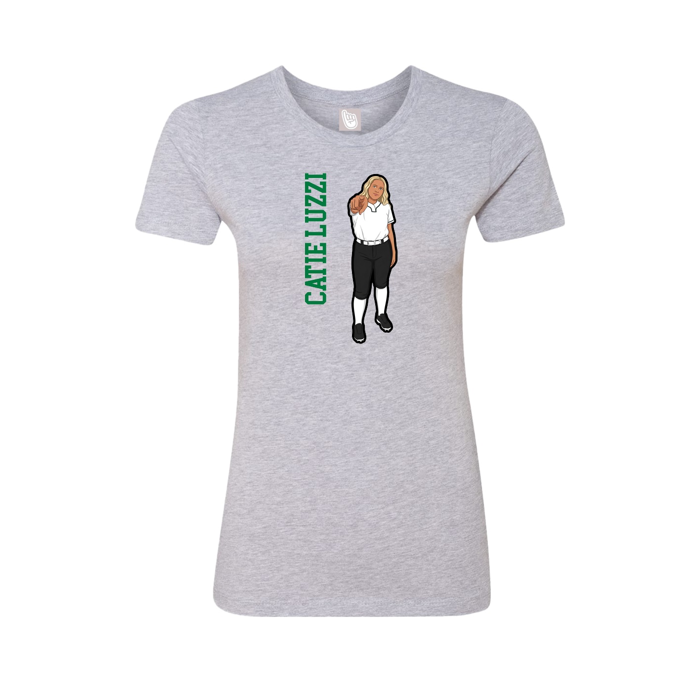 Womens Tee — Name Vertical in Grey