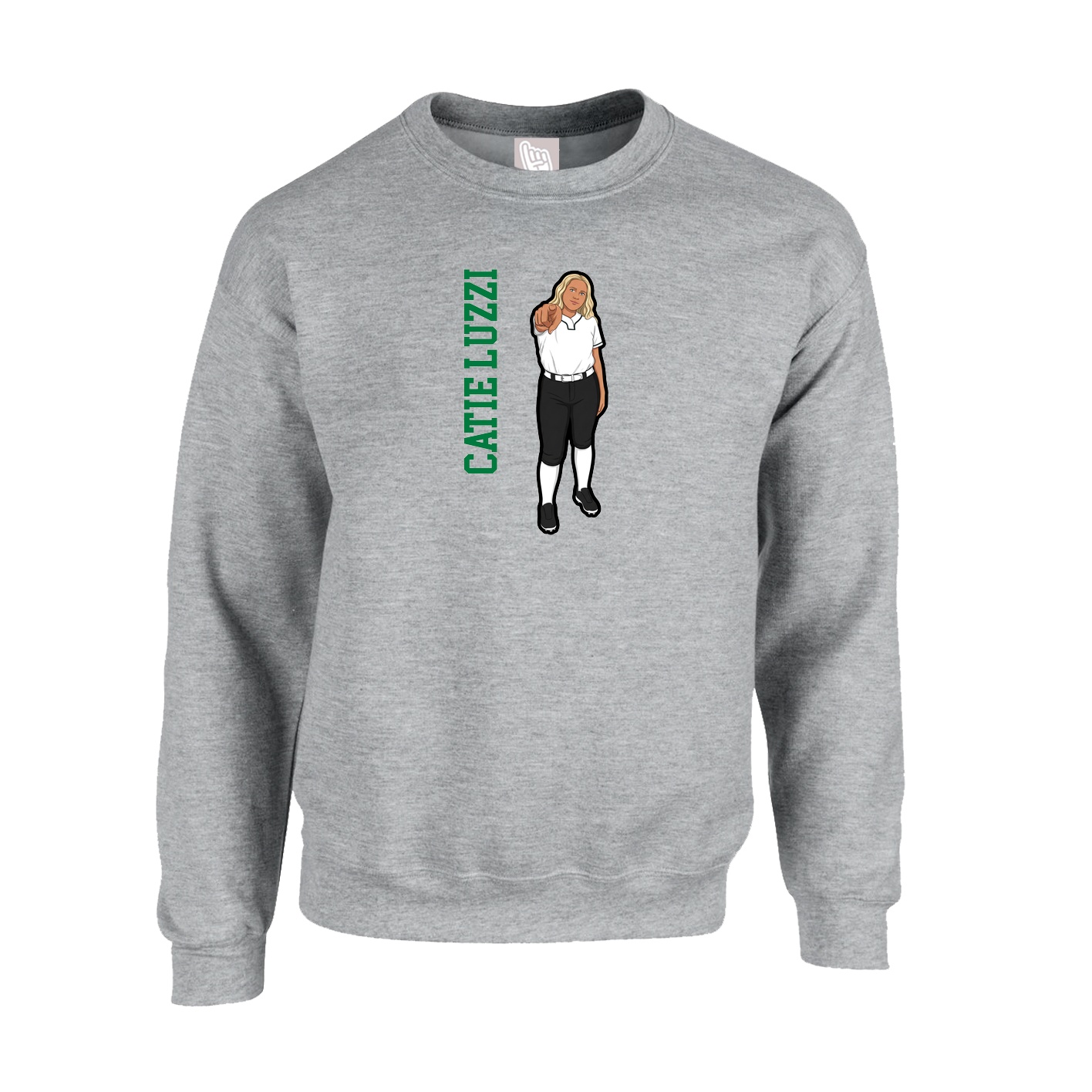 Fleece Crew — Name Vertical in Grey