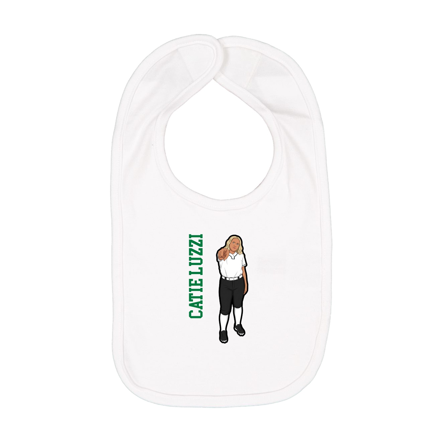 Infant Bib — Name Vertical in White