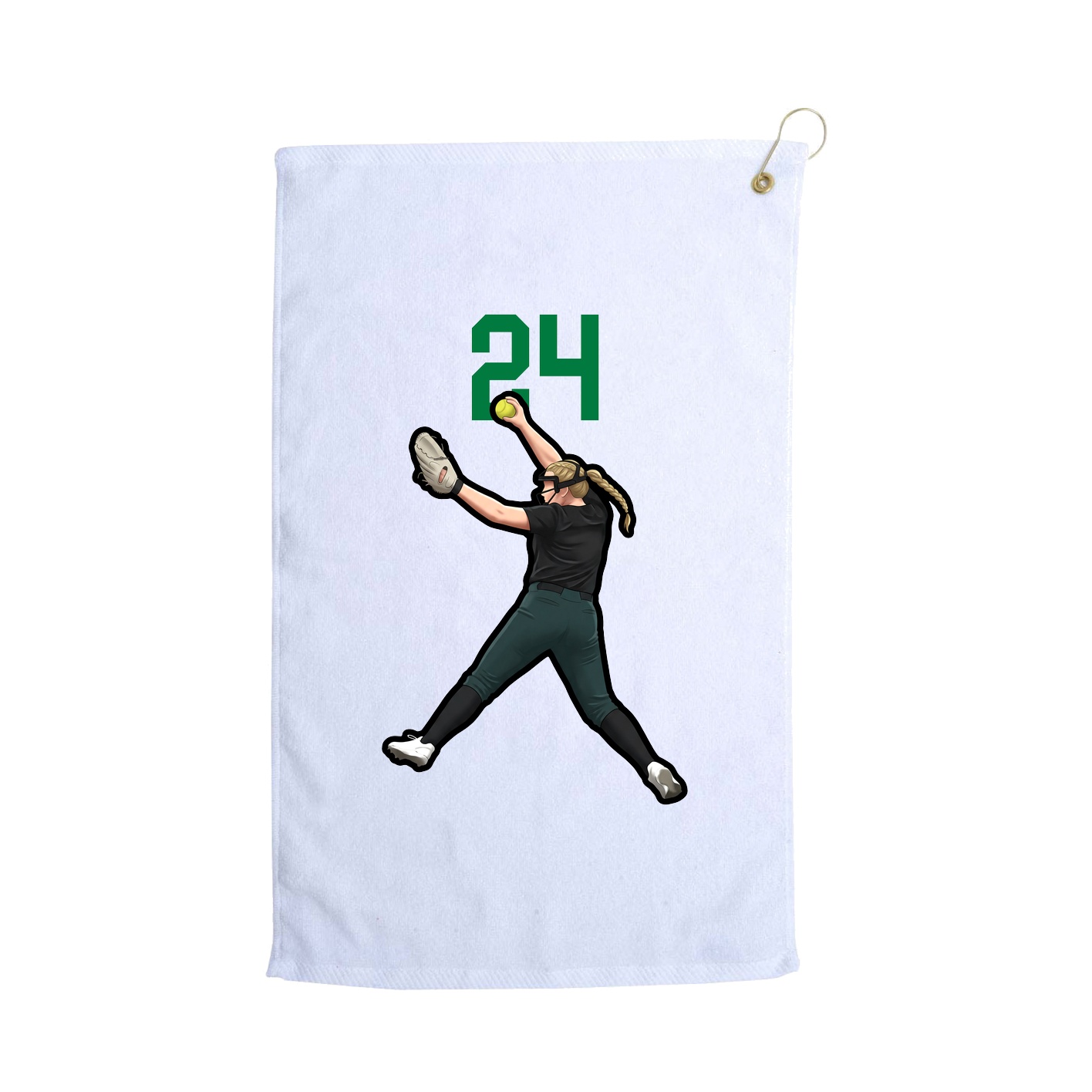 Golf Towel — Number Top in White