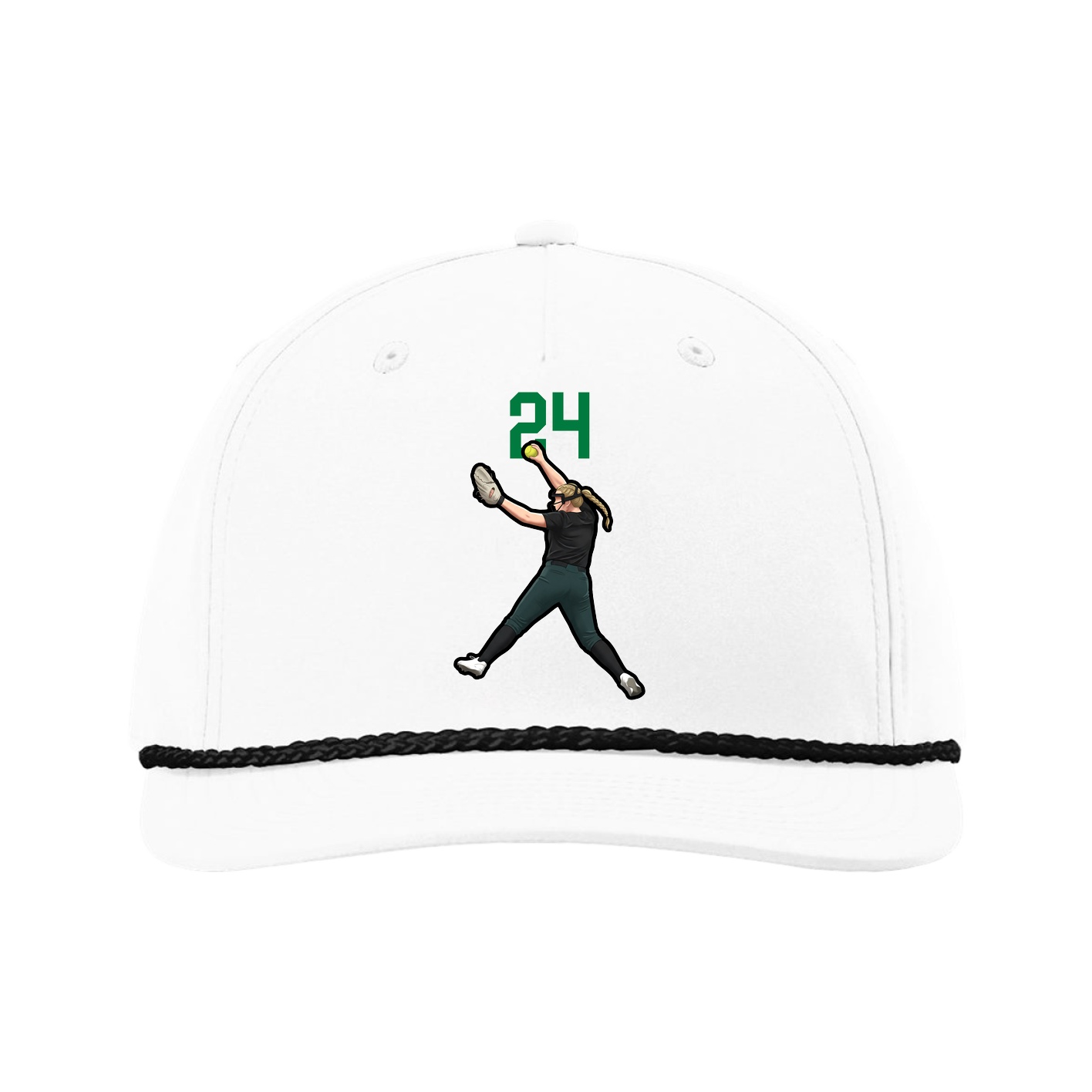 Five-Panel Classic Rope Cap — Number Top in White