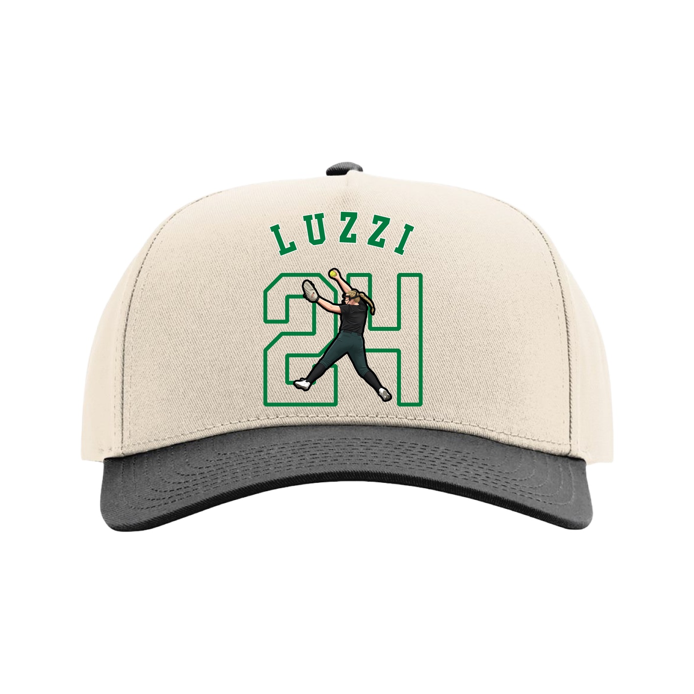 Full Fabric Five-Panel Champ Cap — Shirsey Arch in Cream/Black